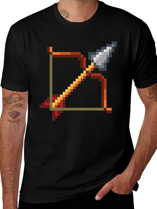 Pixel Bow & Arrow Graphic Tee - Gamer Style Shirt
