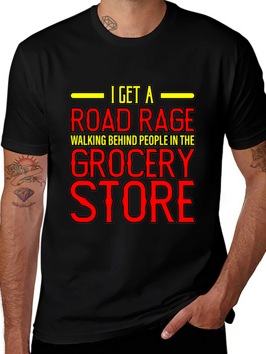 Road Rage Grocery Store T-Shirt - Funny Black Cotton Tee