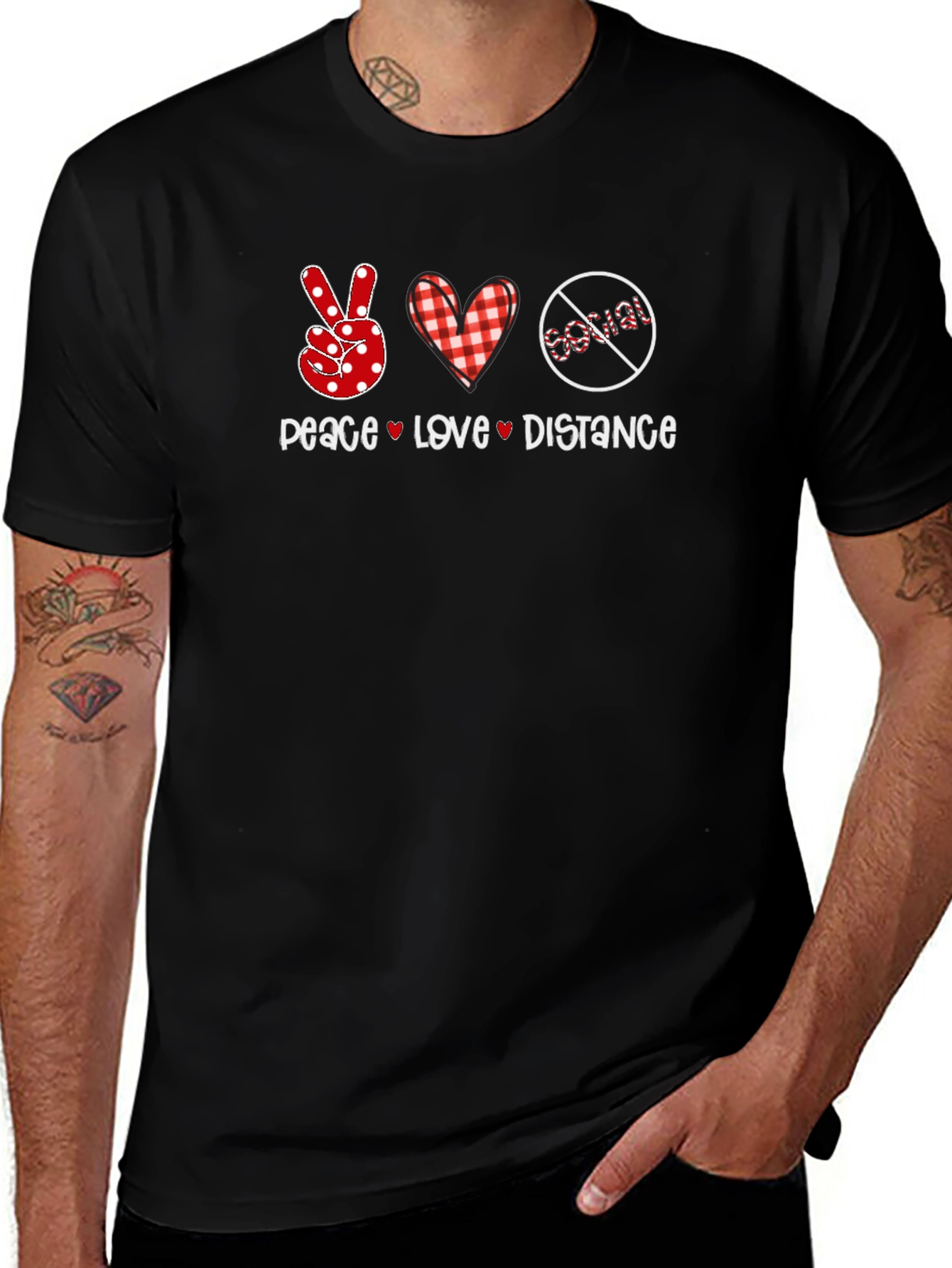 Peace Love Distance T-Shirt Social Distancing