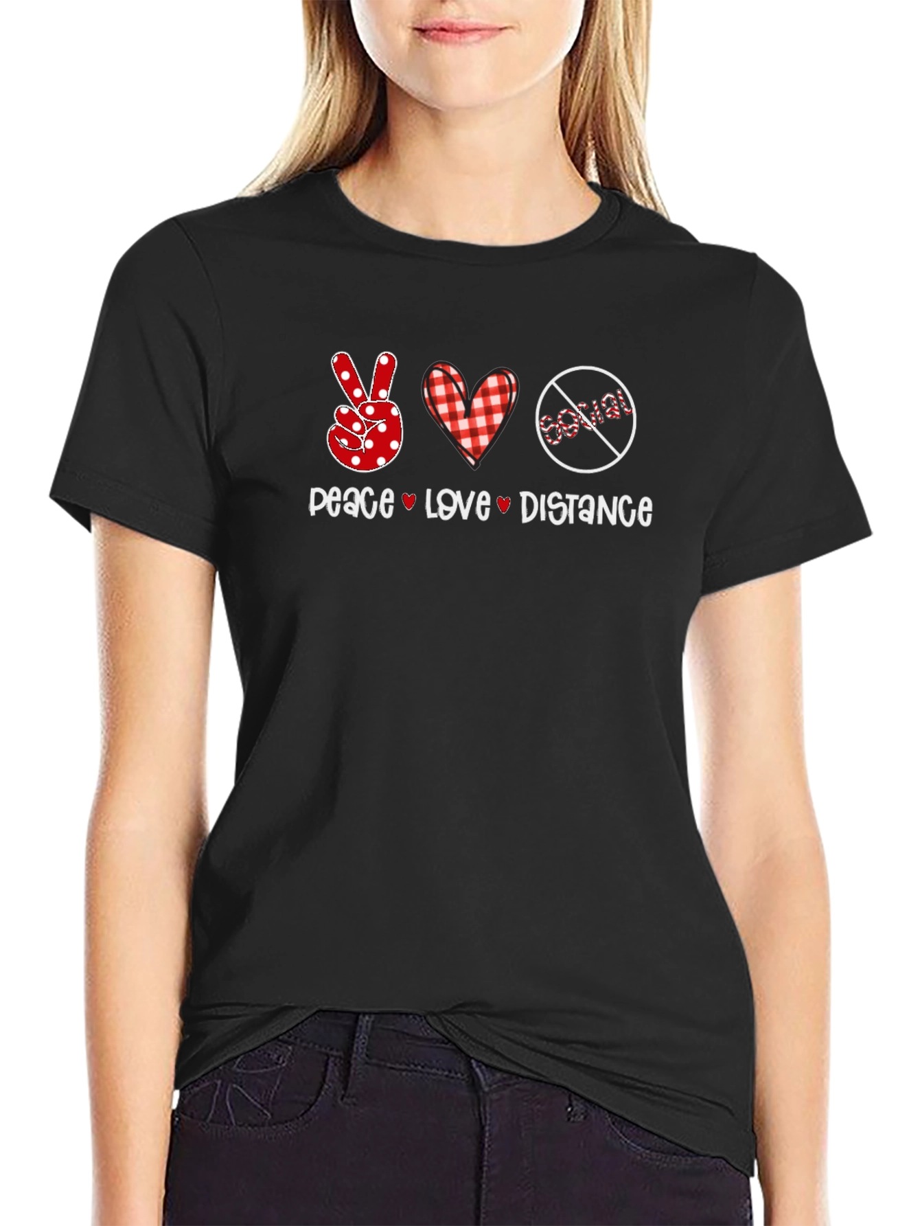 Peace Love Distance T-Shirt Social Distancing