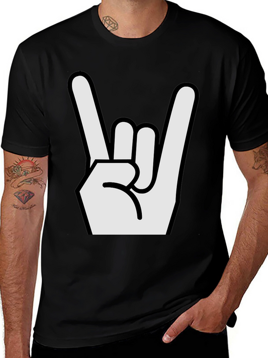 Rock On Hand Graphic Black T-Shirt