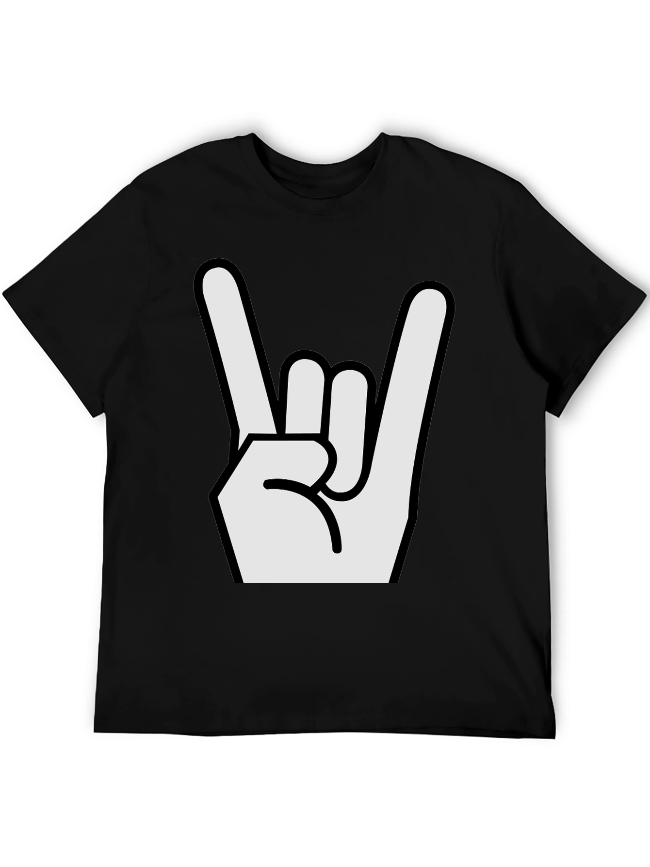 Rock On Hand Graphic Black T-Shirt