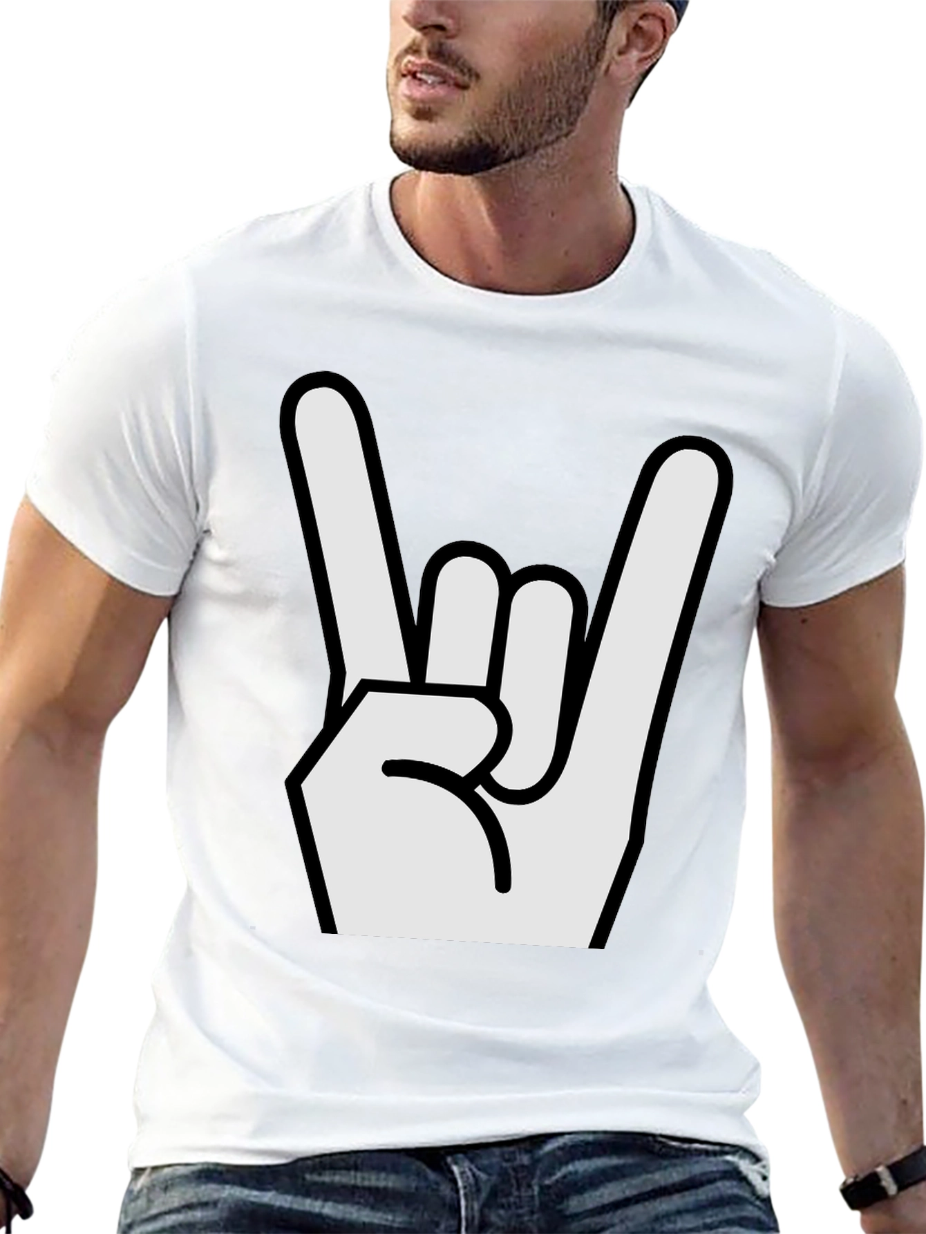 Rock On Hand Graphic Black T-Shirt