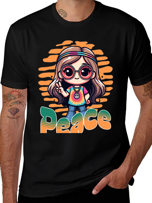 Peace Hippie Cartoon T-Shirt