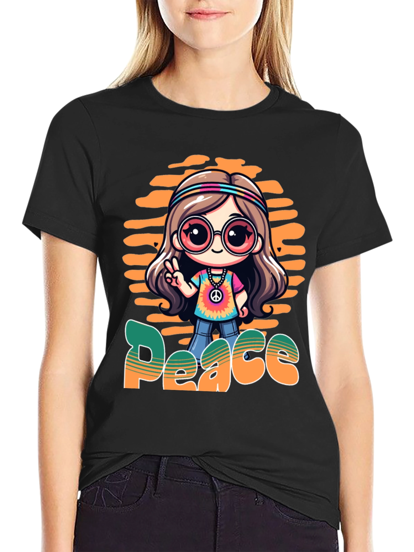 Peace Hippie Cartoon T-Shirt