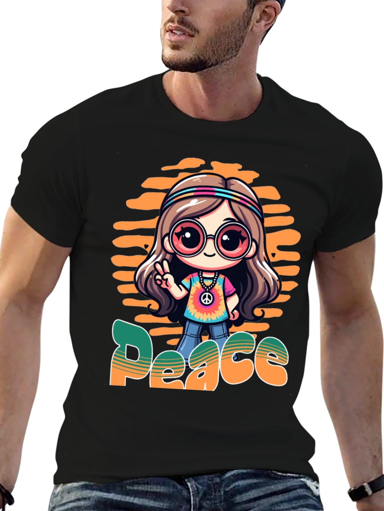 Peace Hippie Cartoon T-Shirt