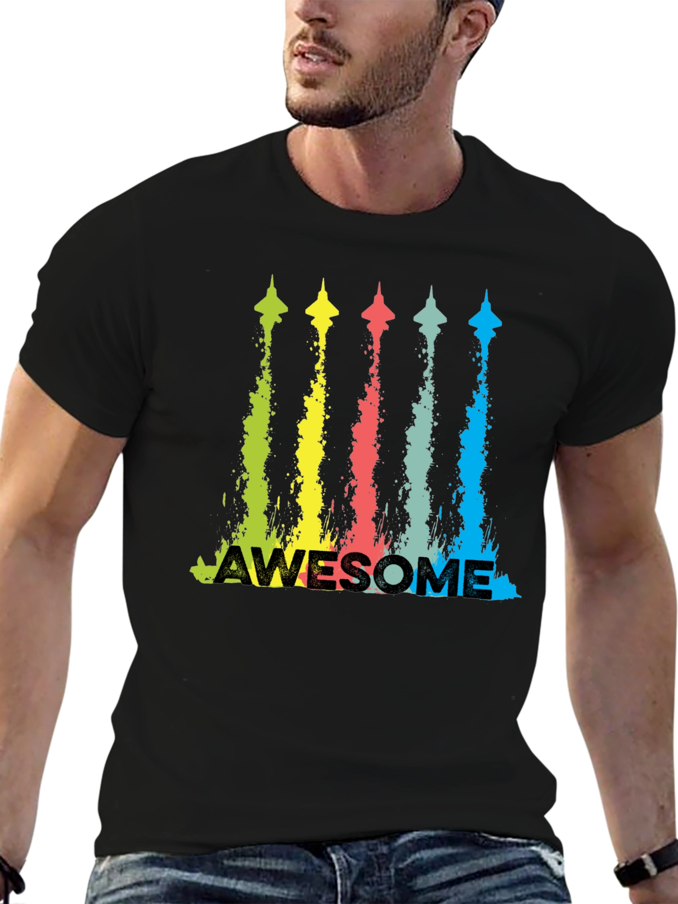 Awesome Jet Stream Graphic Tee - Mens Black T-Shirt