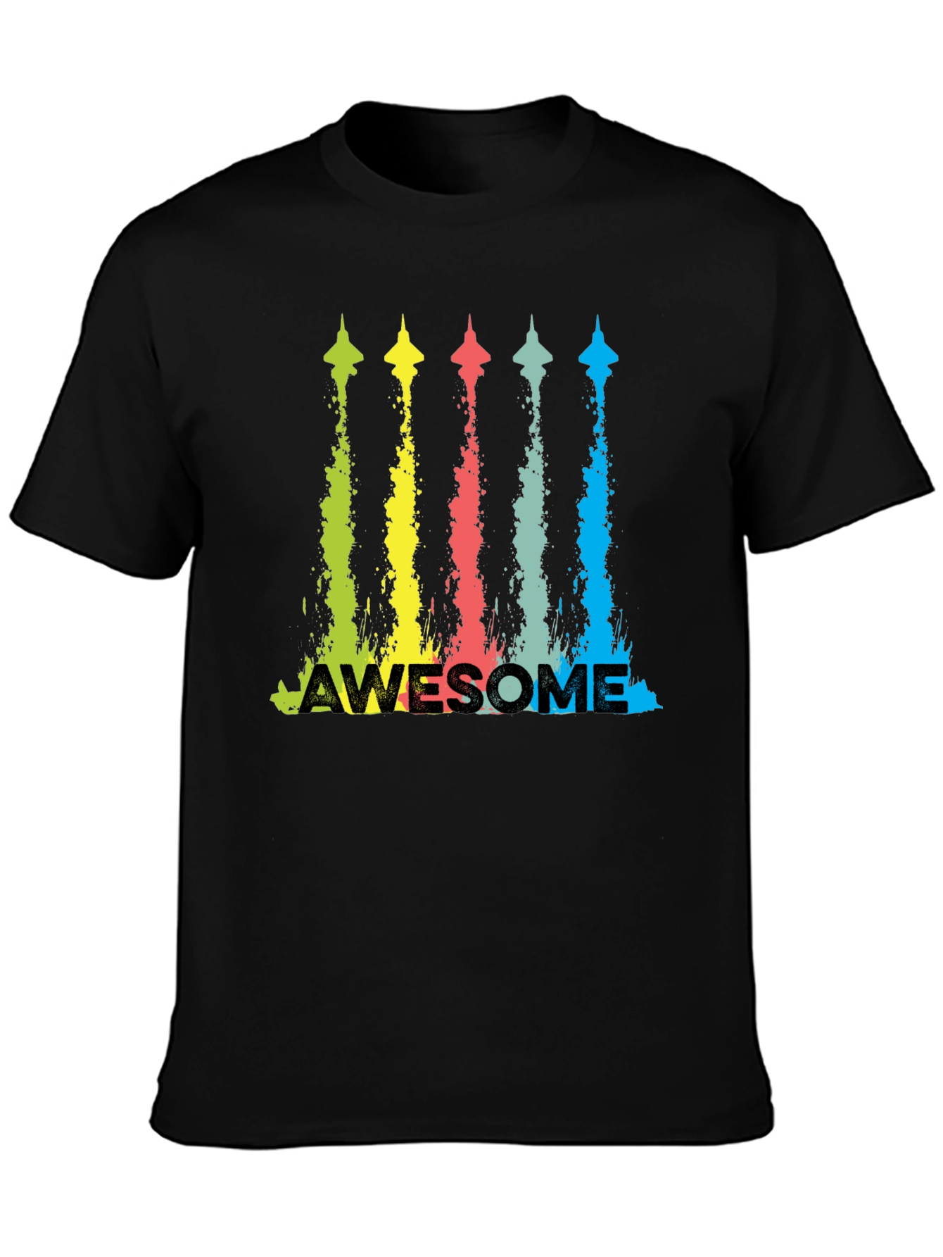 Awesome Jet Stream Graphic Tee - Mens Black T-Shirt