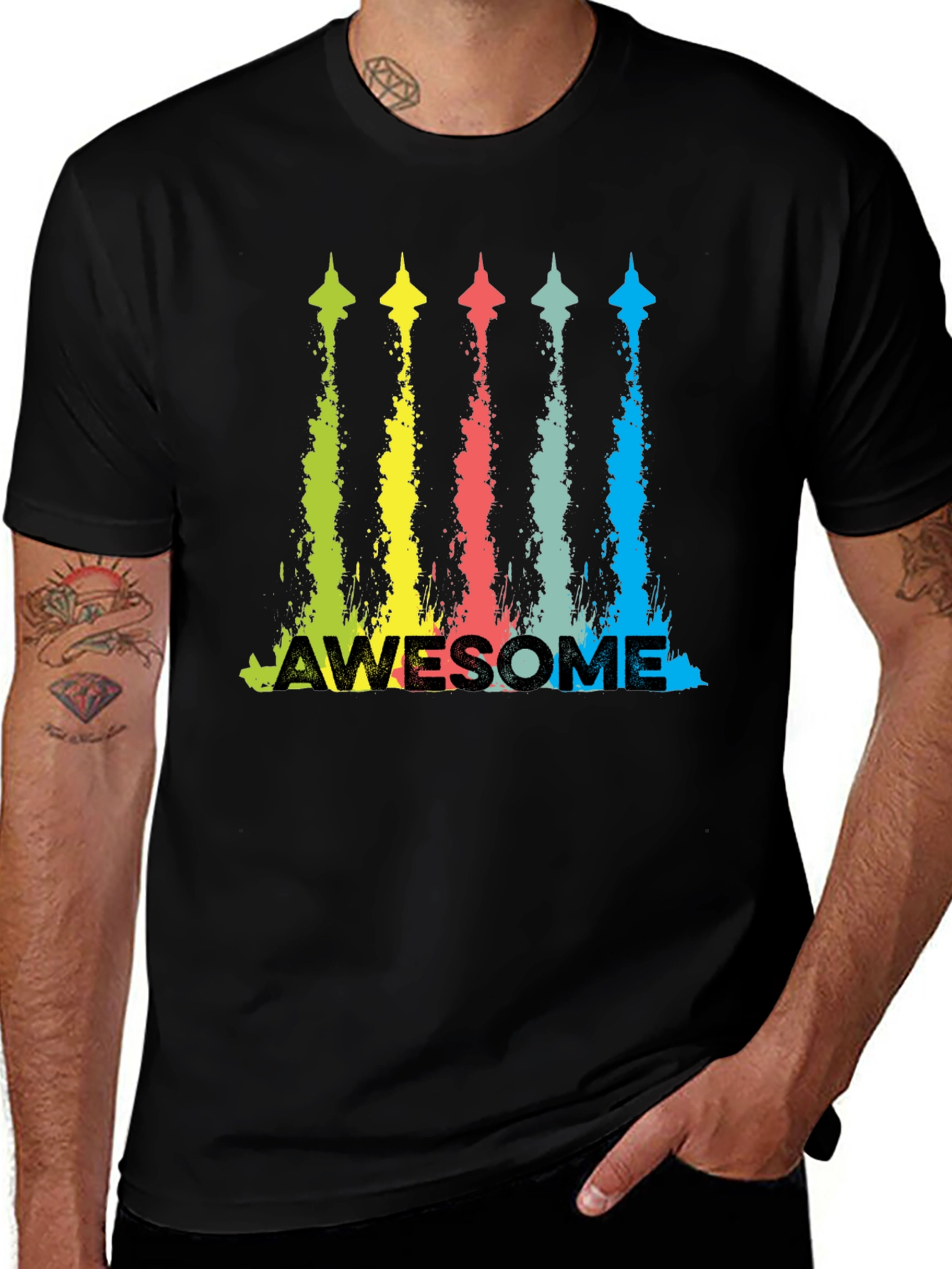 Awesome Jet Stream Graphic Tee - Mens Black T-Shirt