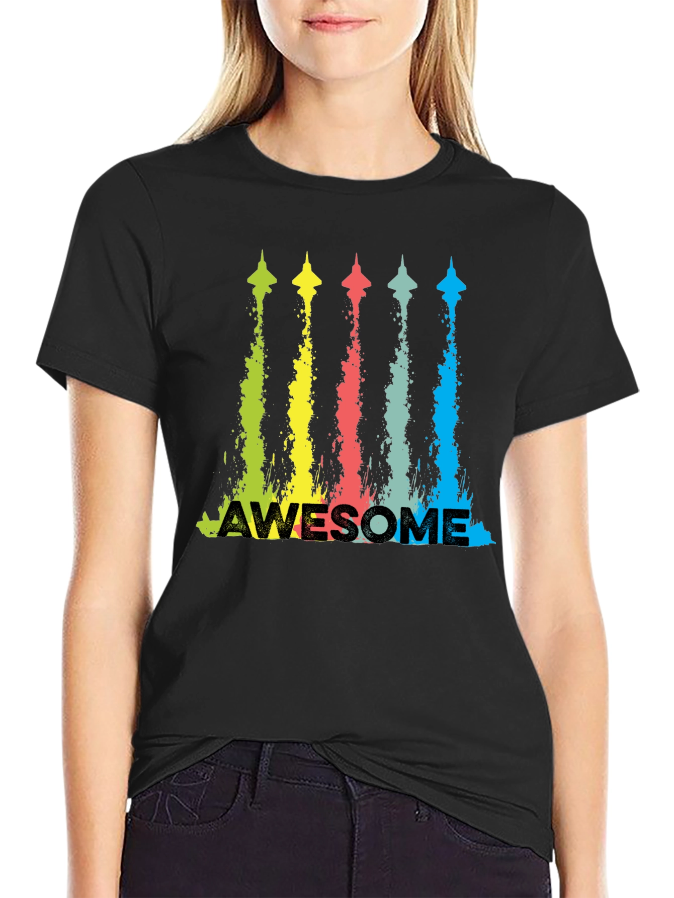 Awesome Jet Stream Graphic Tee - Mens Black T-Shirt