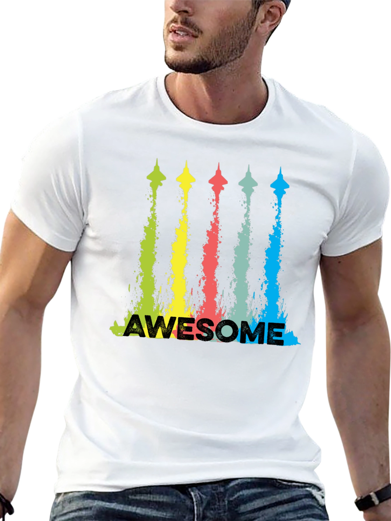 Awesome Jet Stream Graphic Tee - Mens Black T-Shirt