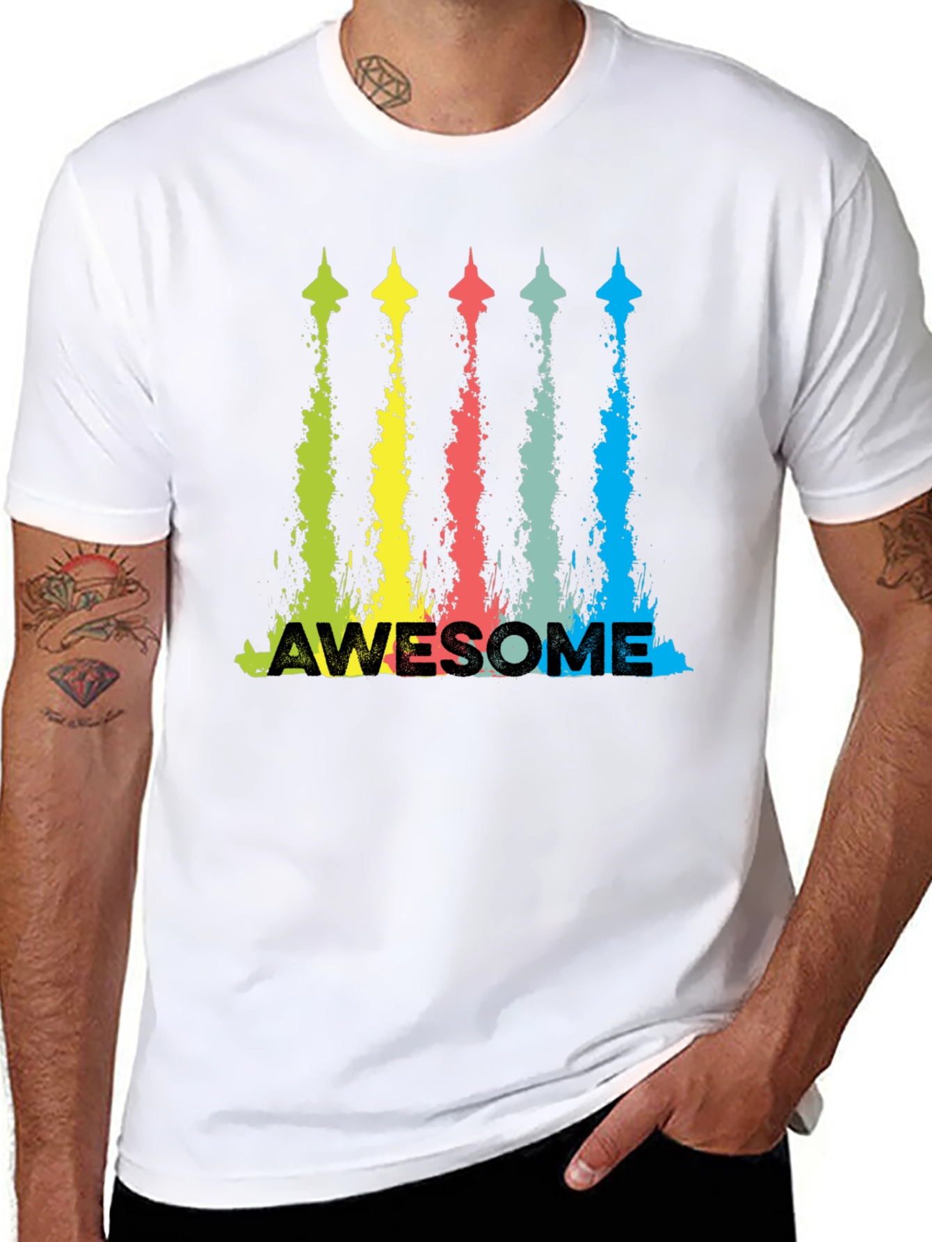 Awesome Jet Stream Graphic Tee - Mens Black T-Shirt