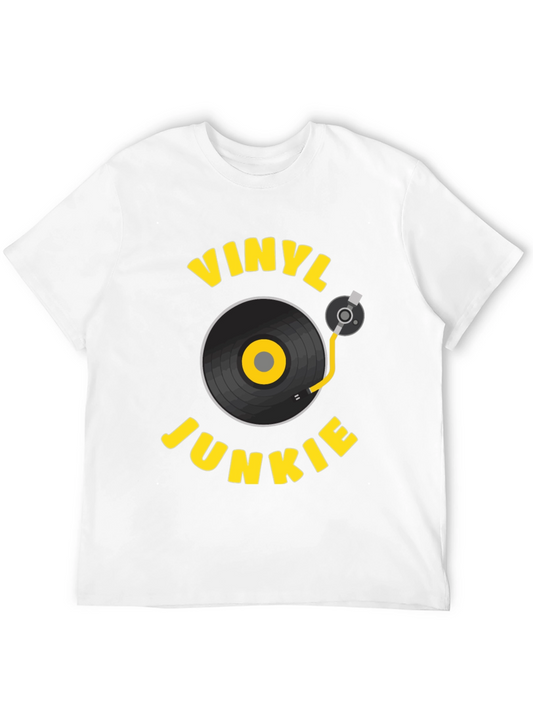 Vinyl Junkie Black Graphic Tee - Music Lover Shirt