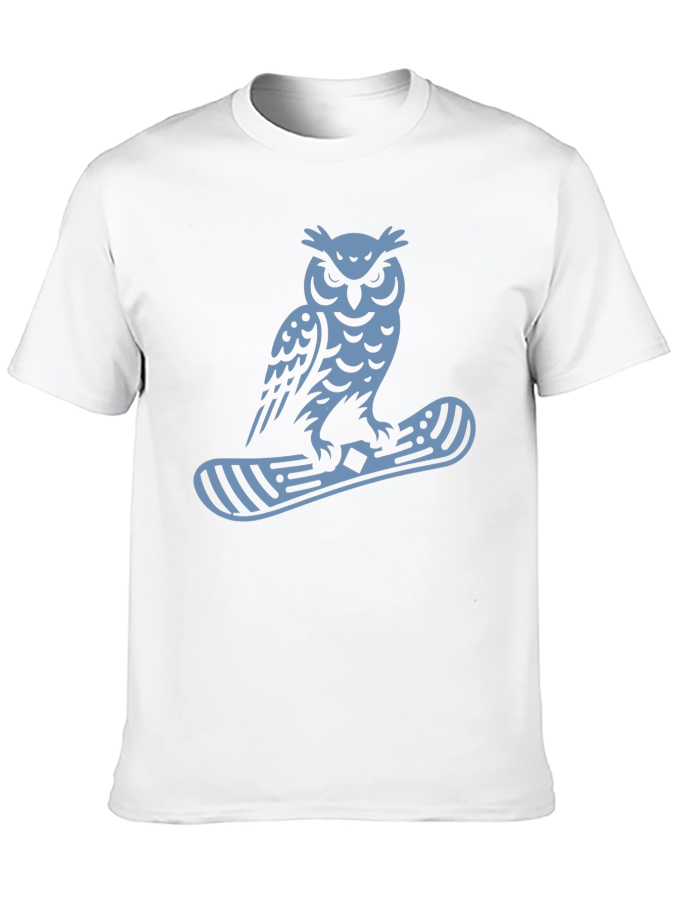 Owl Snowboard Graphic Tee - Black Cotton Casual T-Shirt