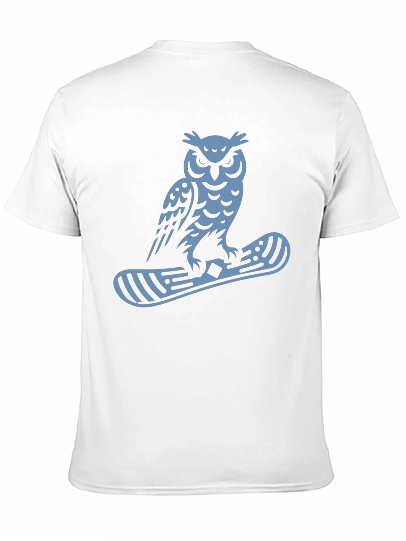 Owl Snowboard Graphic Tee - Black Cotton Casual T-Shirt
