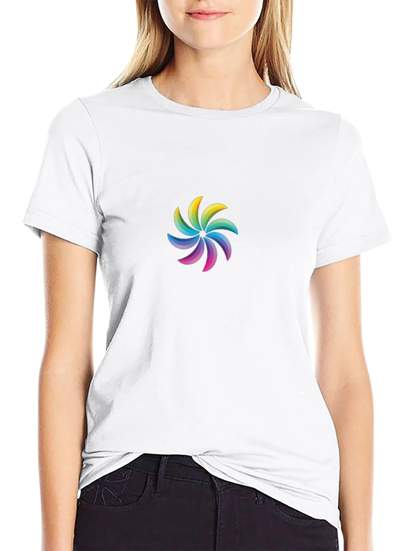 Rainbow Swirl Graphic Black T-Shirt