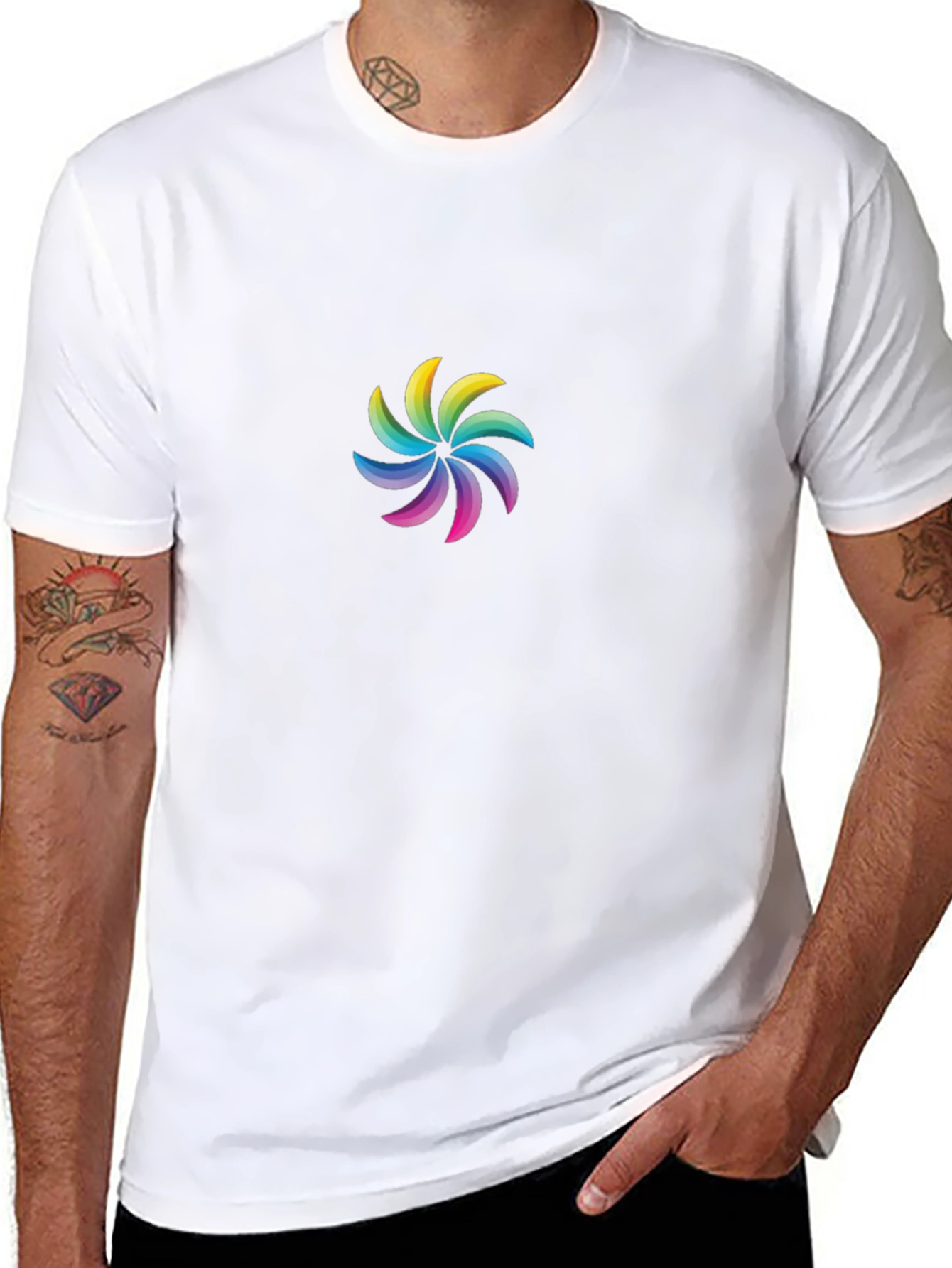 Rainbow Swirl Graphic Black T-Shirt