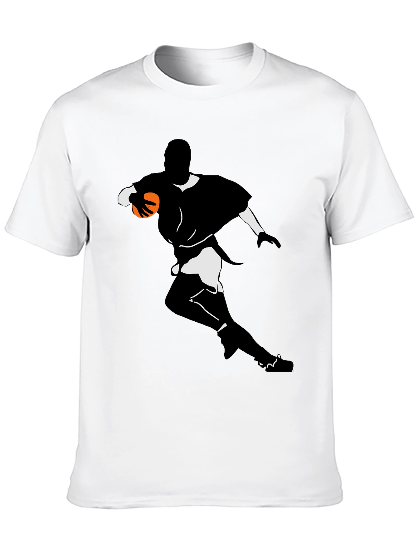 Rugby Player Graphic Tee - Black Cotton Blend