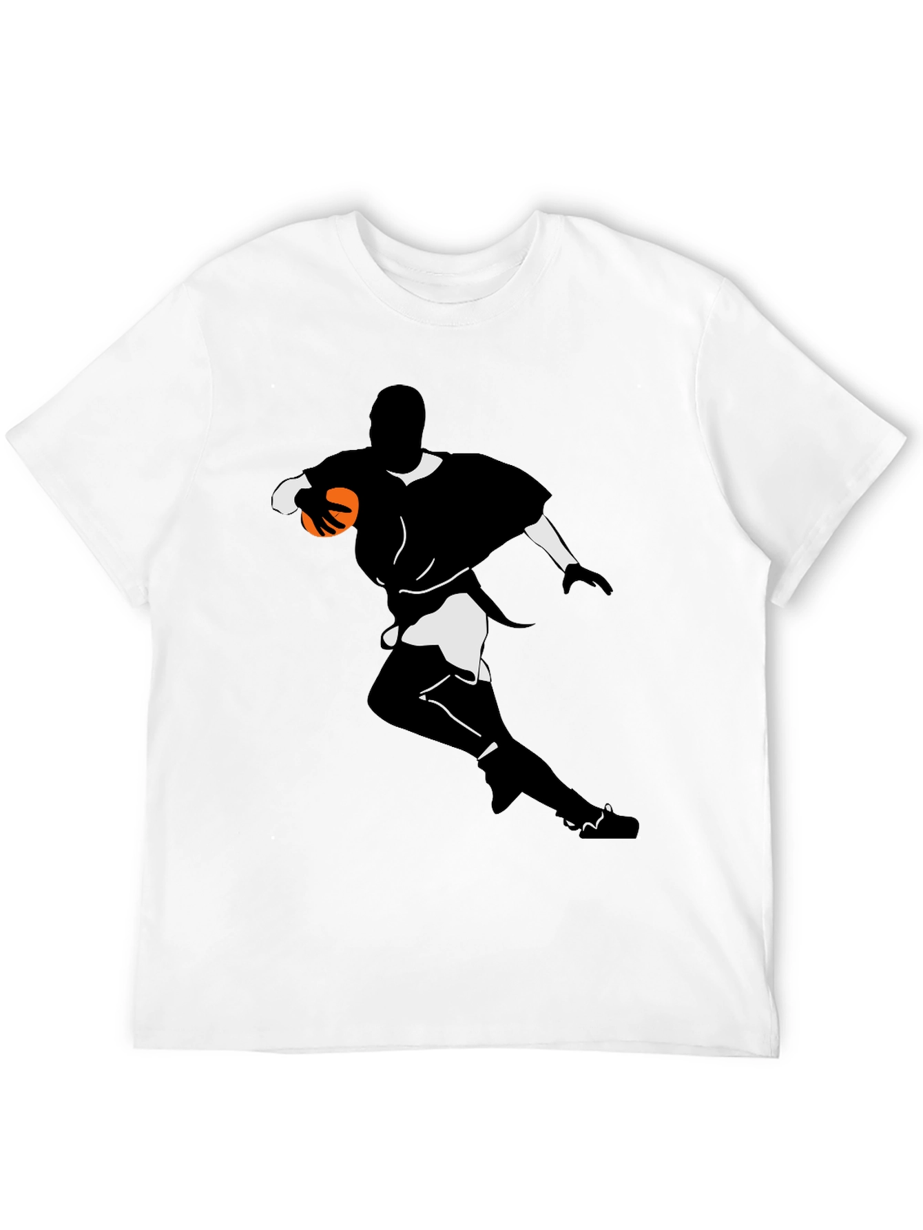 Rugby Player Graphic Tee - Black Cotton Blend