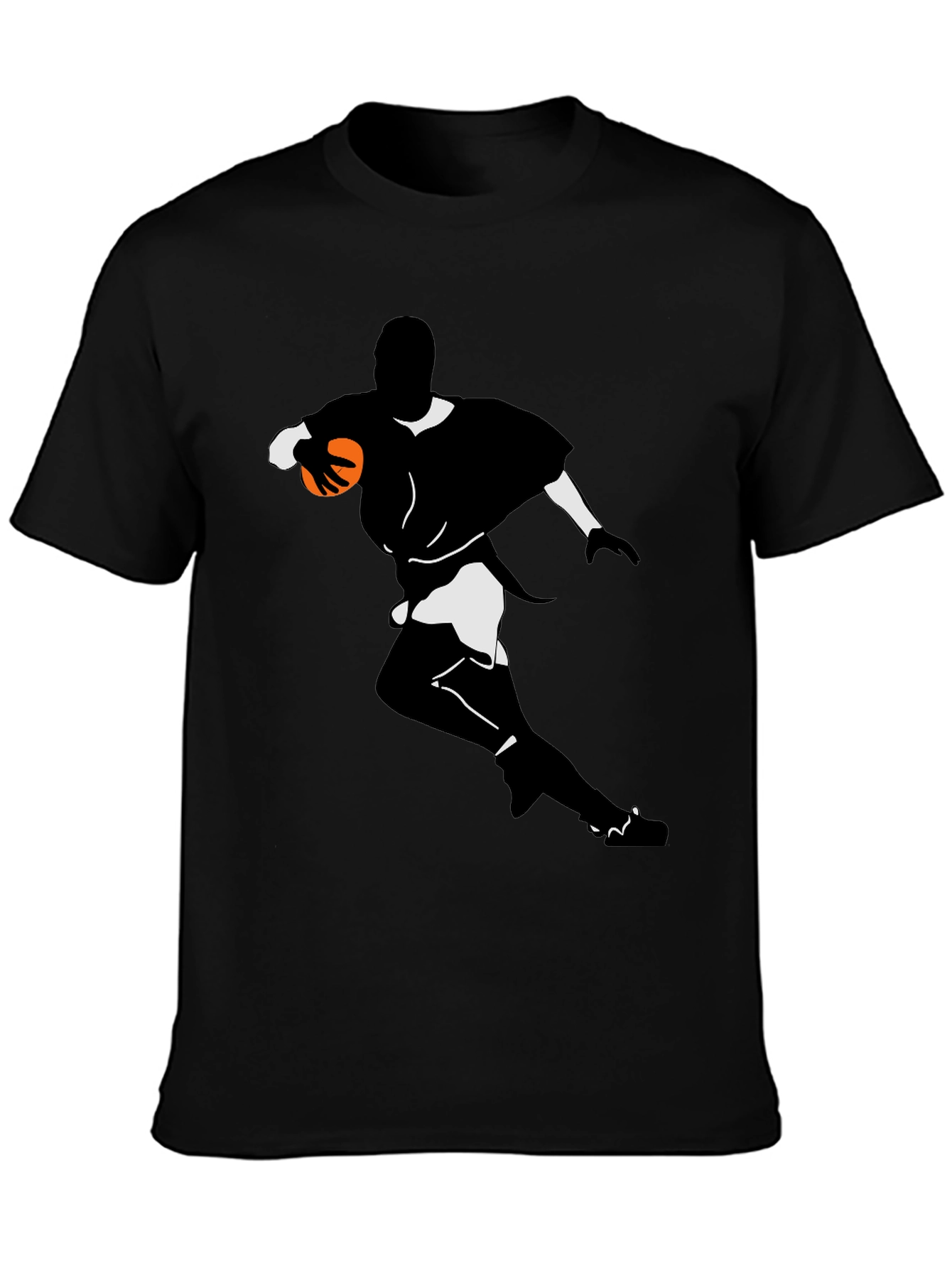 Rugby Player Graphic Tee - Black Cotton Blend