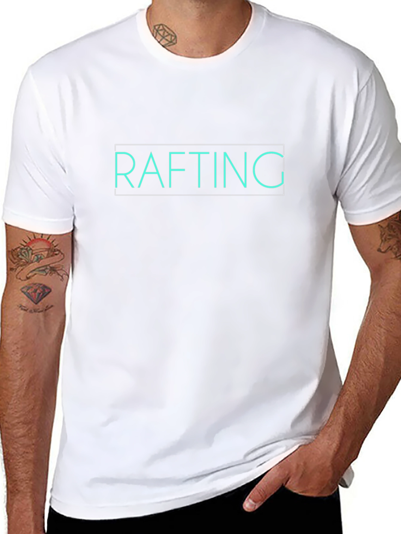 Rafting Graphic Tee - Black Cotton T-Shirt