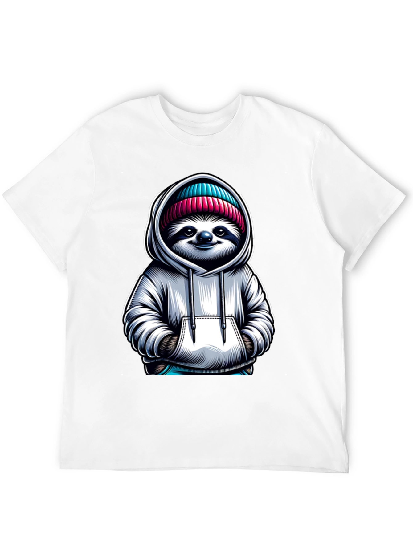 Sloth in Hoodie Graphic Tee - Casual Style