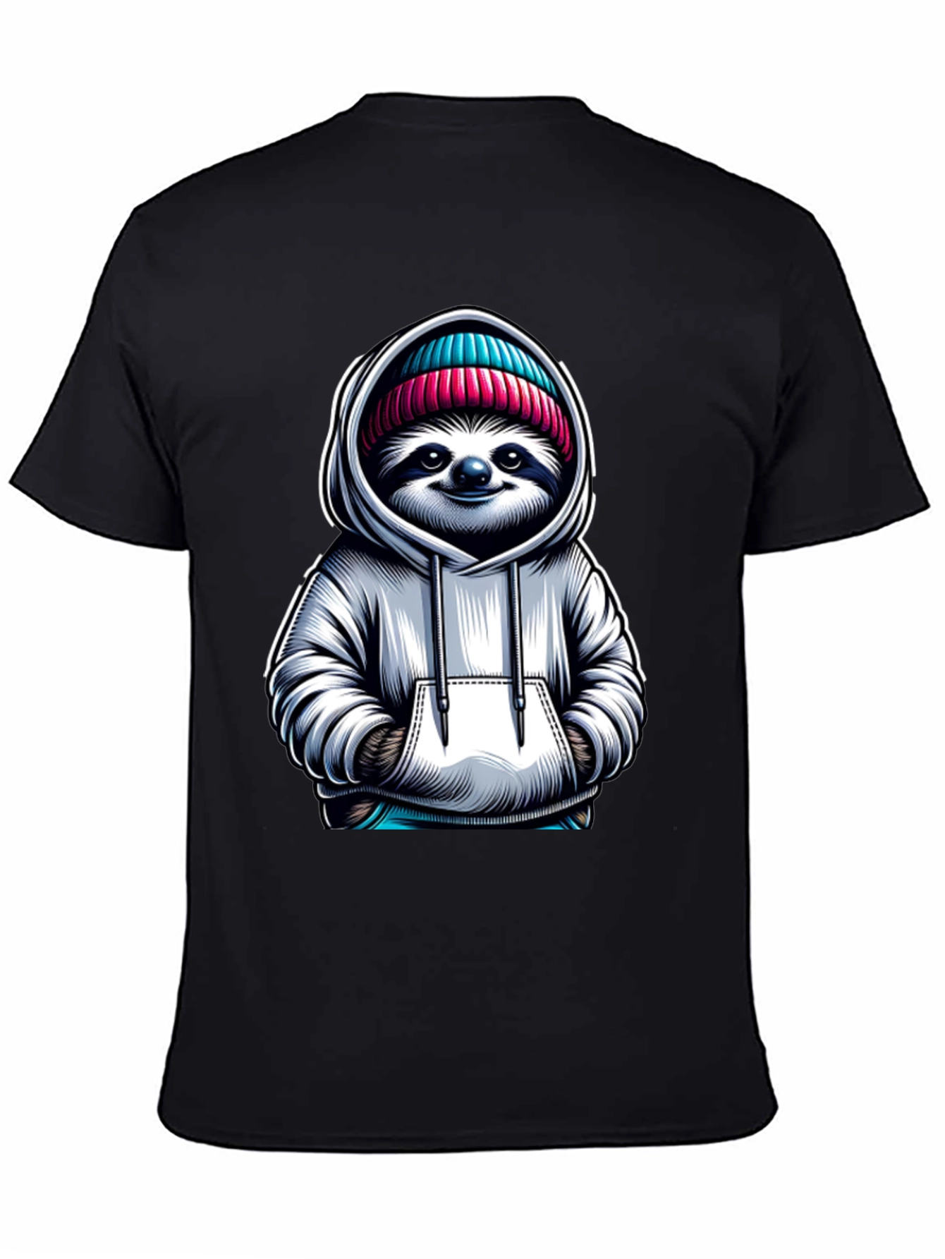 Sloth in Hoodie Graphic Tee - Casual Style