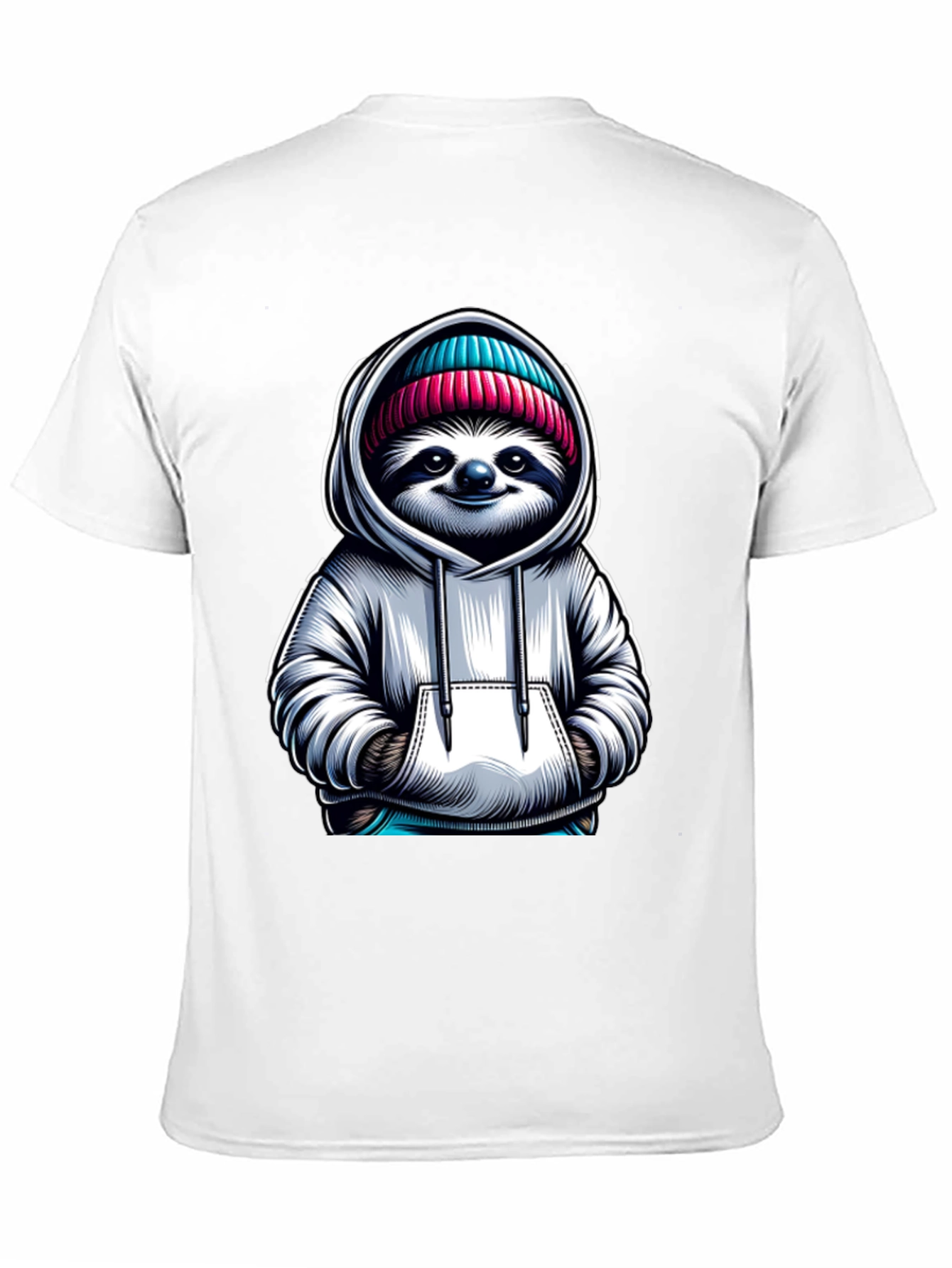 Sloth in Hoodie Graphic Tee - Casual Style