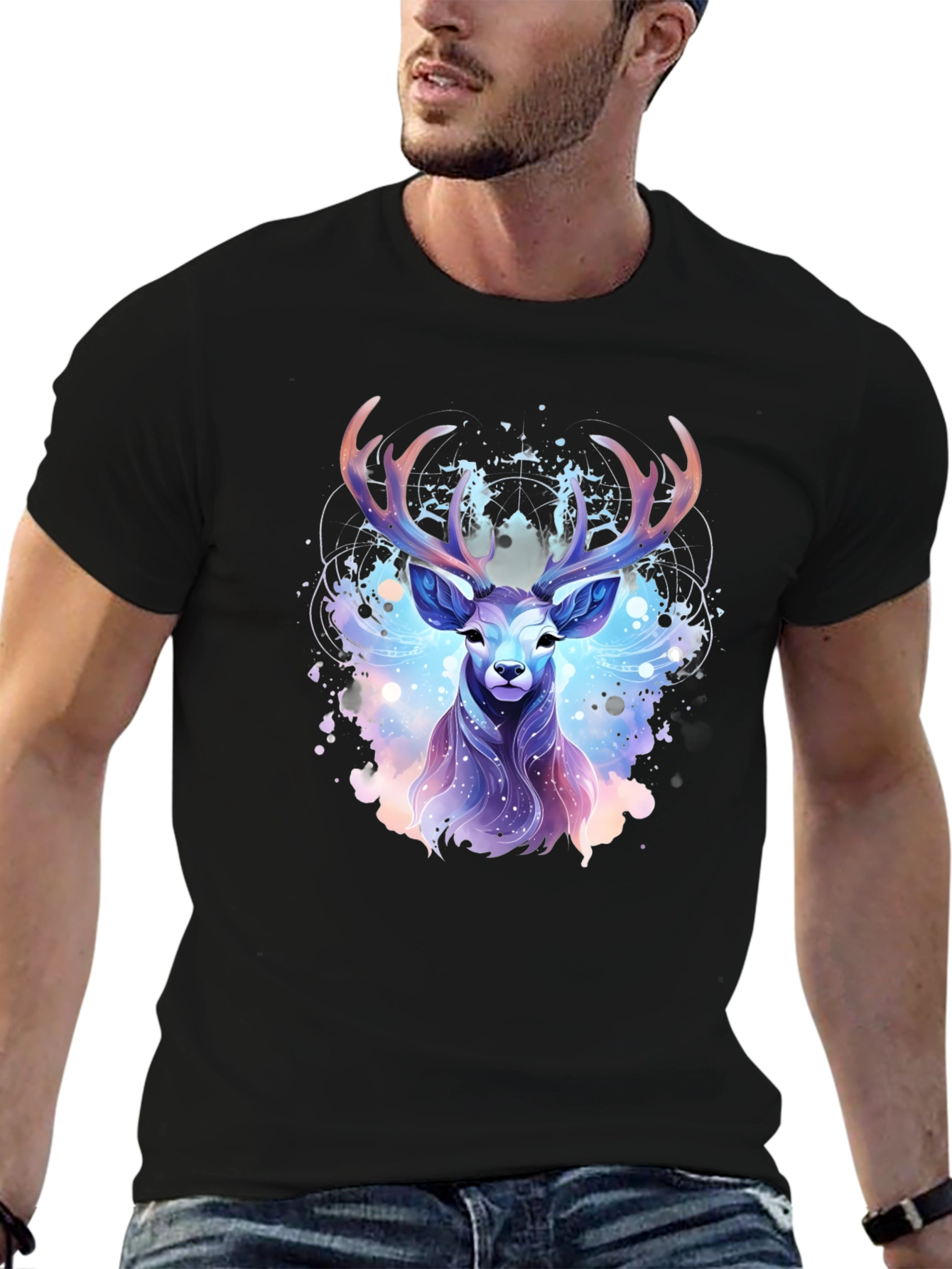 Mystic Deer Graphic Tee - Black