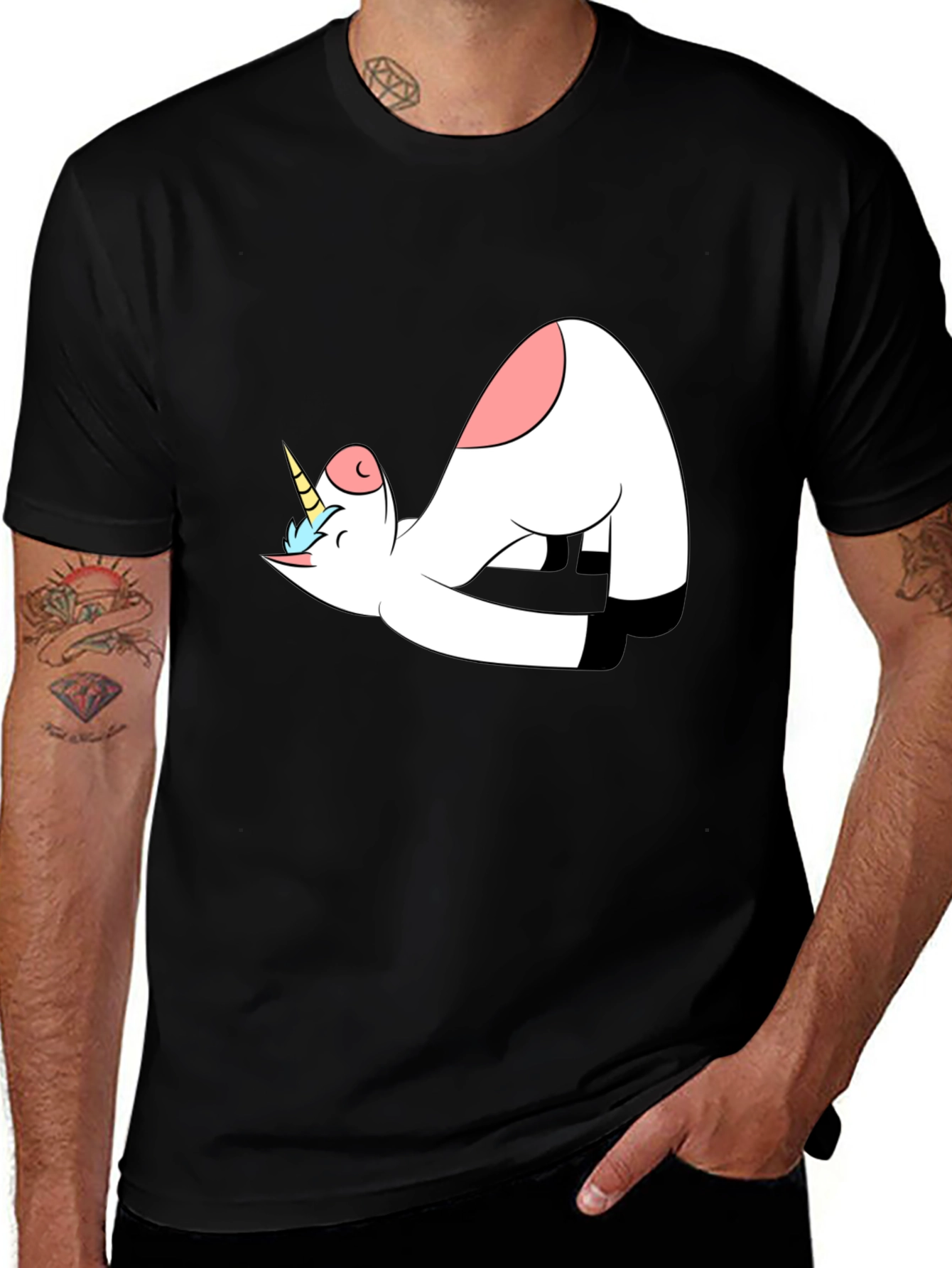 Unicorn Yoga Black T-Shirt