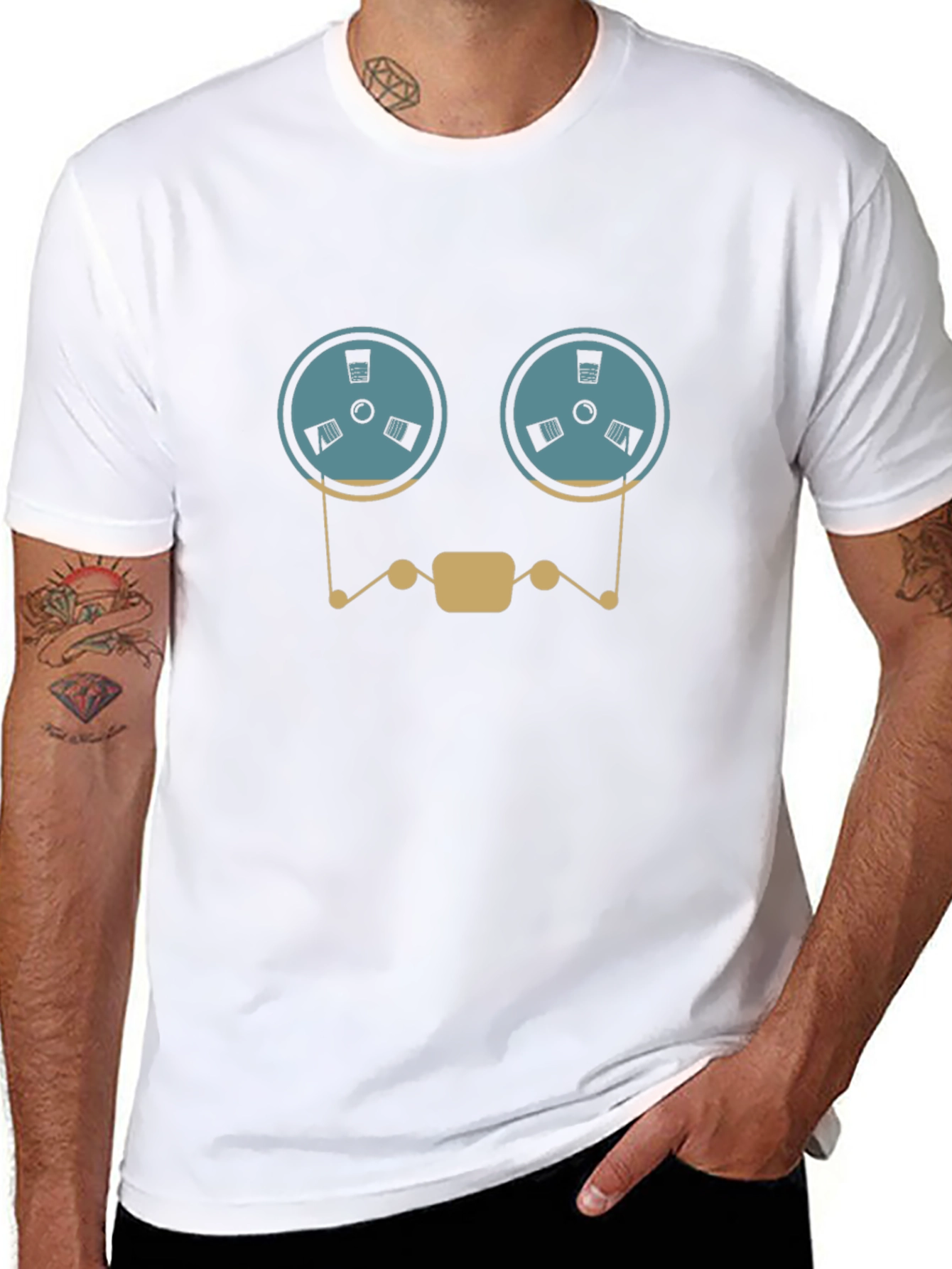 Retro Reel-to-Reel Tape Recorder Graphic T-Shirt