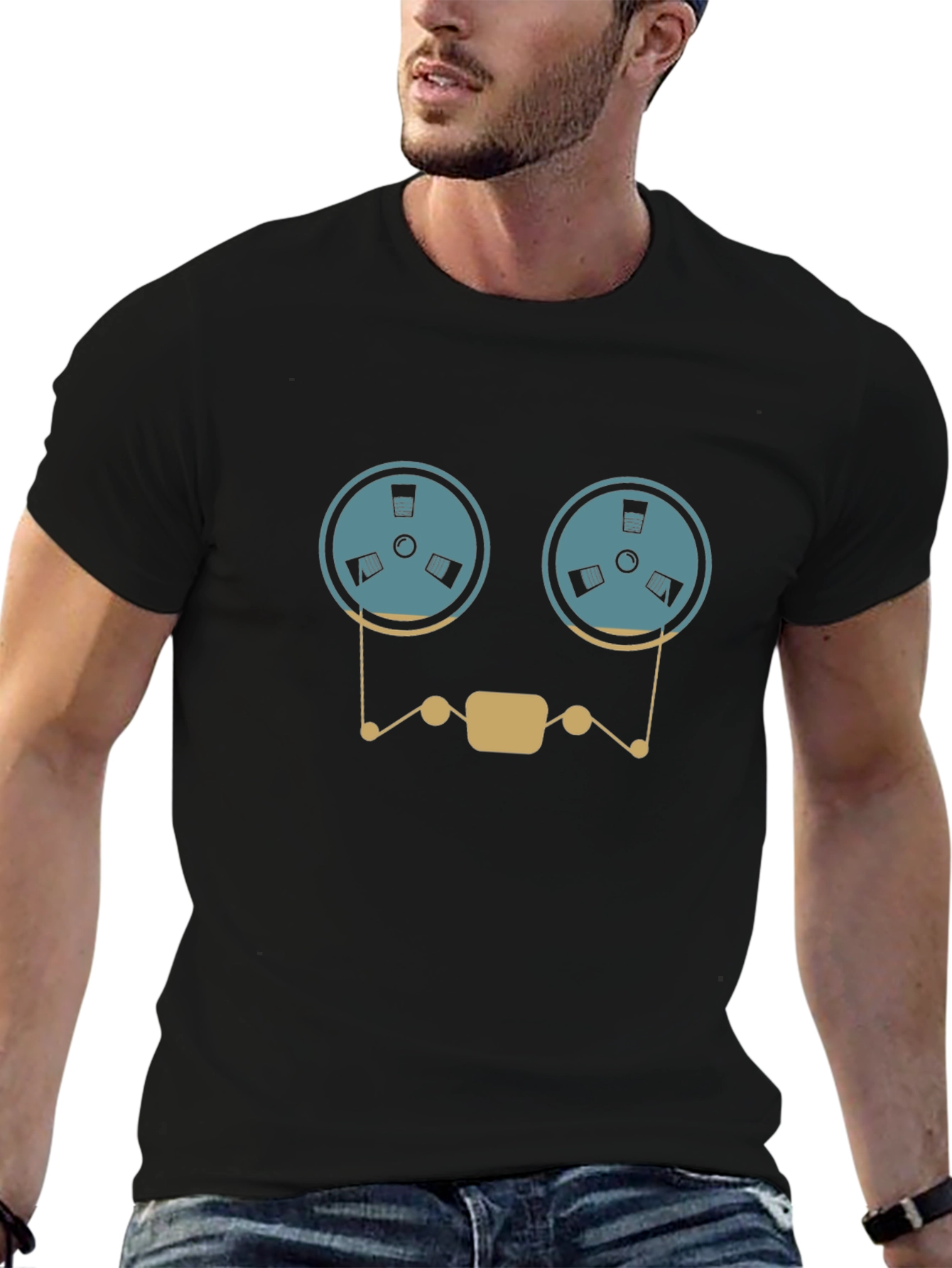 Retro Reel-to-Reel Tape Recorder Graphic T-Shirt