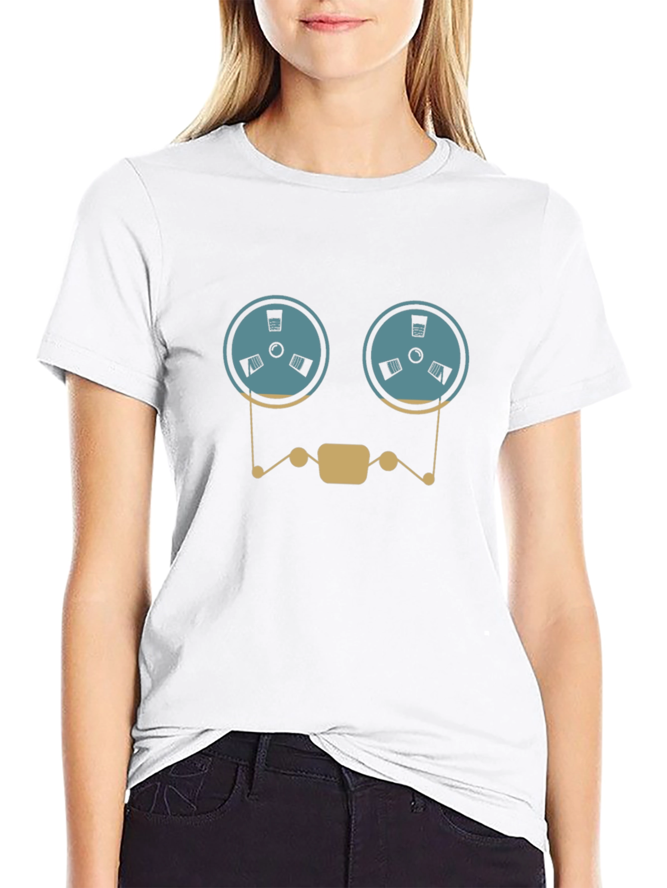 Retro Reel-to-Reel Tape Recorder Graphic T-Shirt