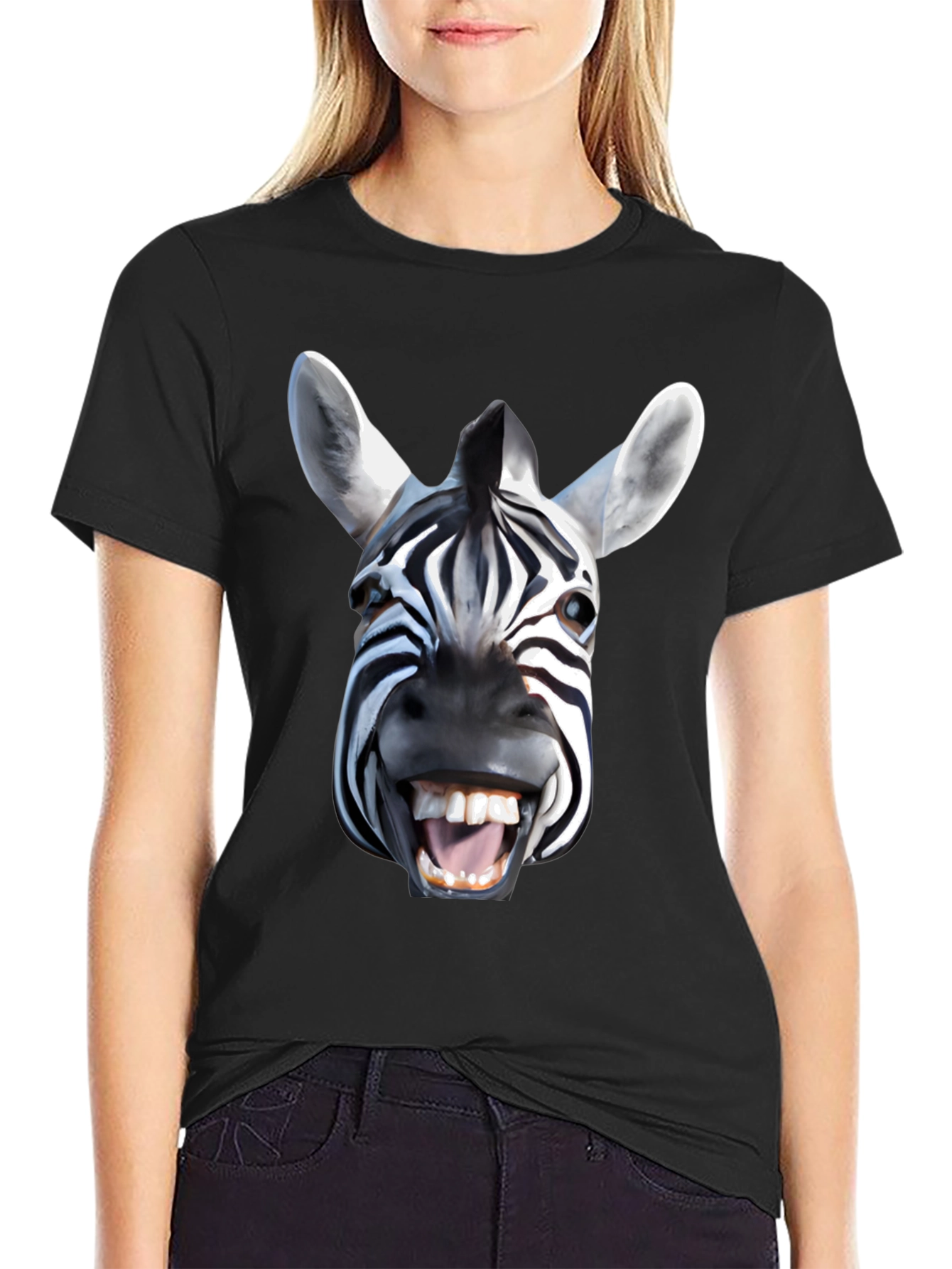 Zebra Face Graphic T-Shirt - Bold Animal Print Tee