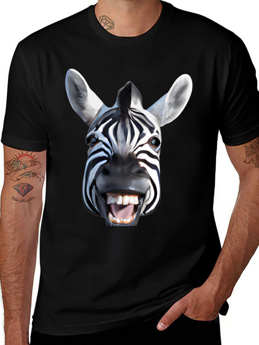 Zebra Face Graphic T-Shirt - Bold Animal Print Tee