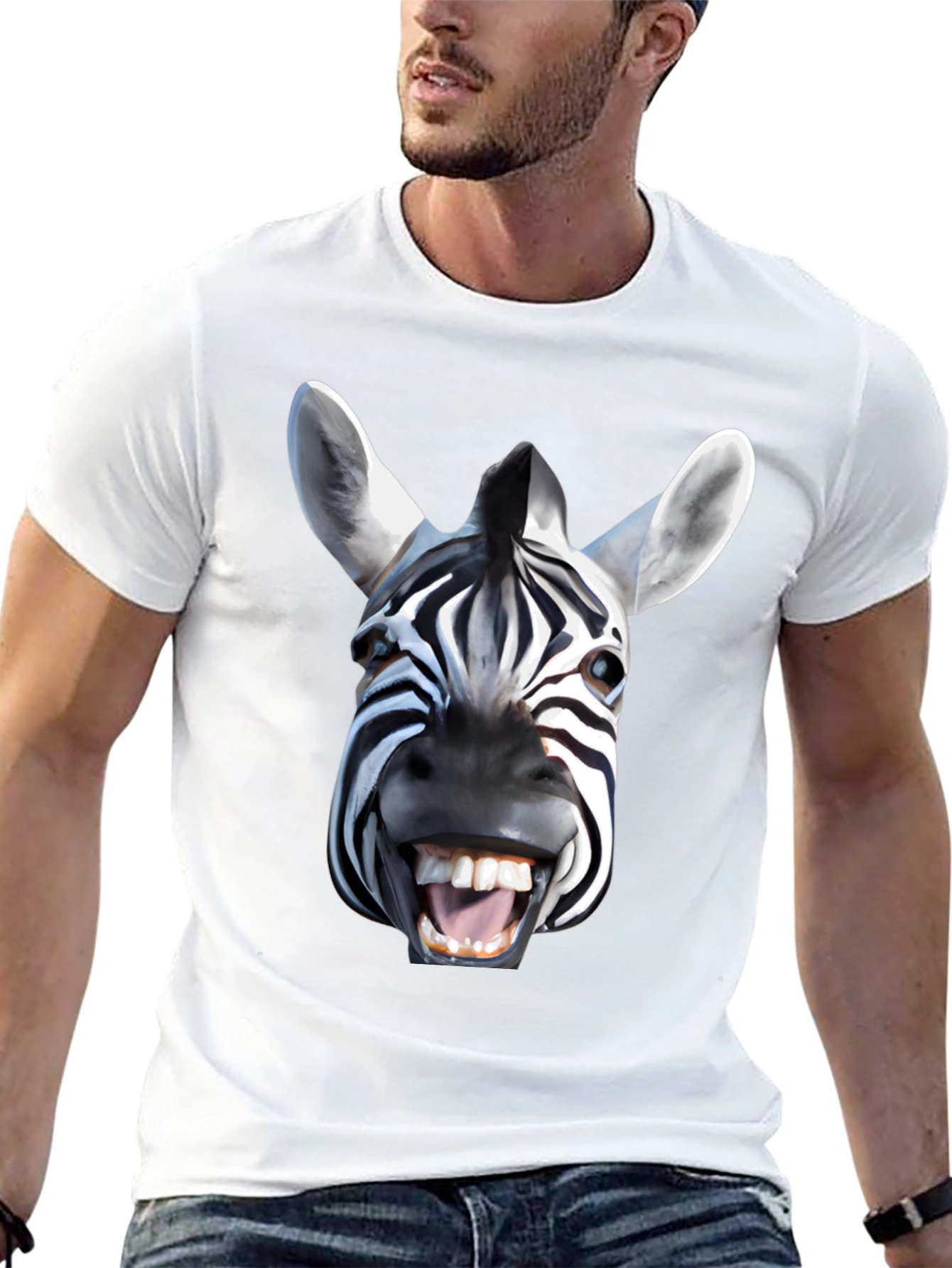 Zebra Face Graphic T-Shirt - Bold Animal Print Tee
