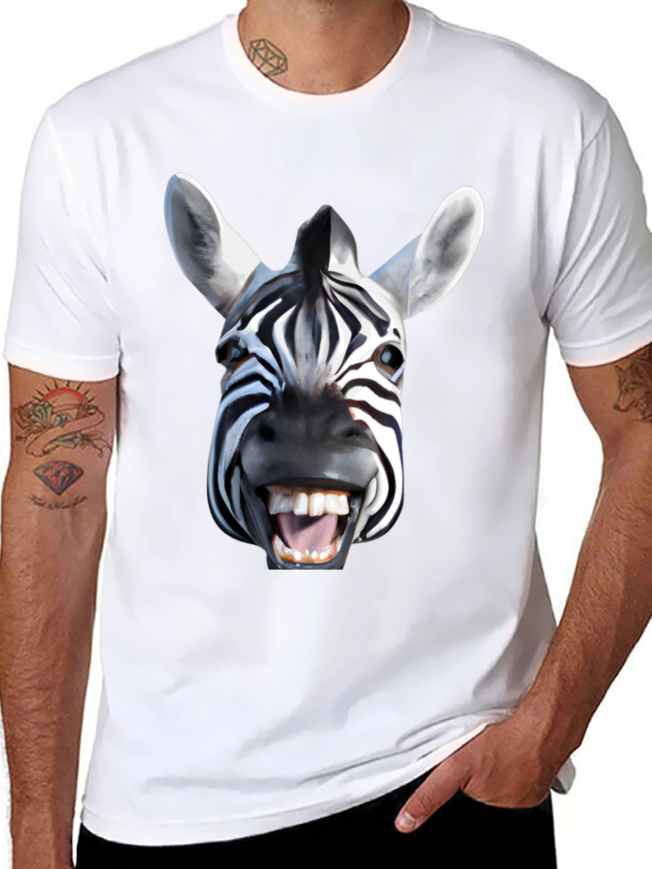 Zebra Face Graphic T-Shirt - Bold Animal Print Tee