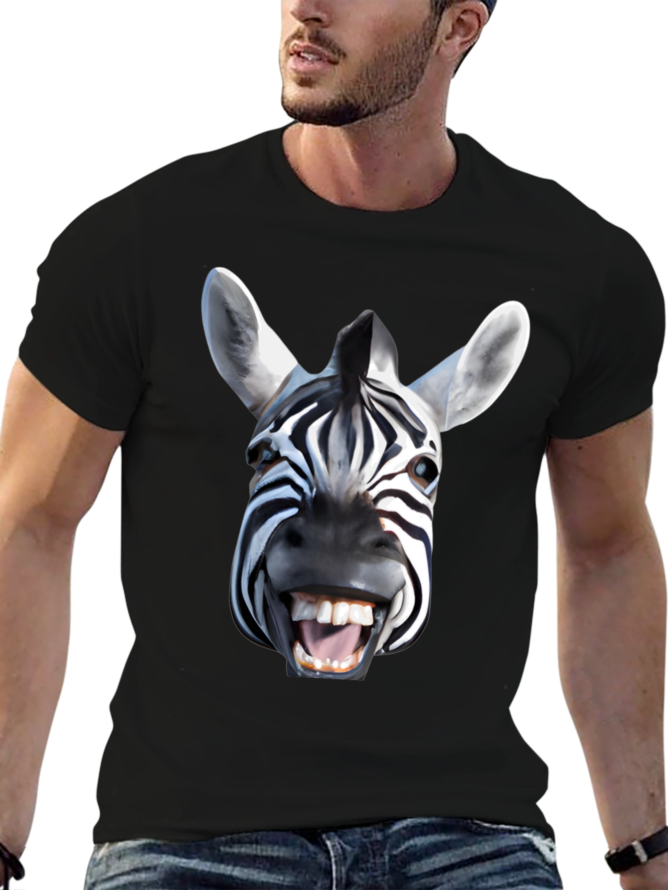 Zebra Face Graphic T-Shirt - Bold Animal Print Tee