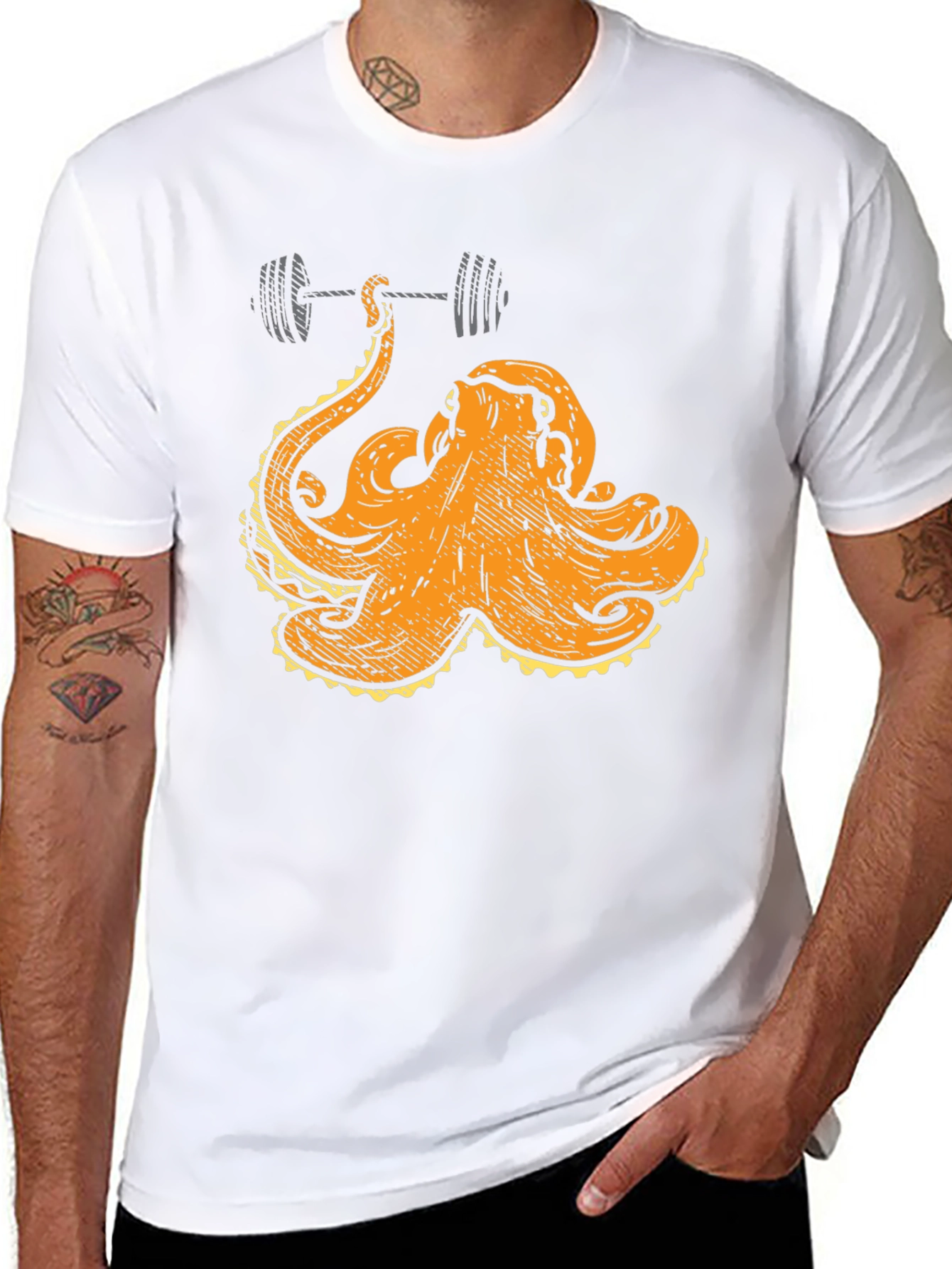 Octopus Lifting Barbell Graphic T-Shirt
