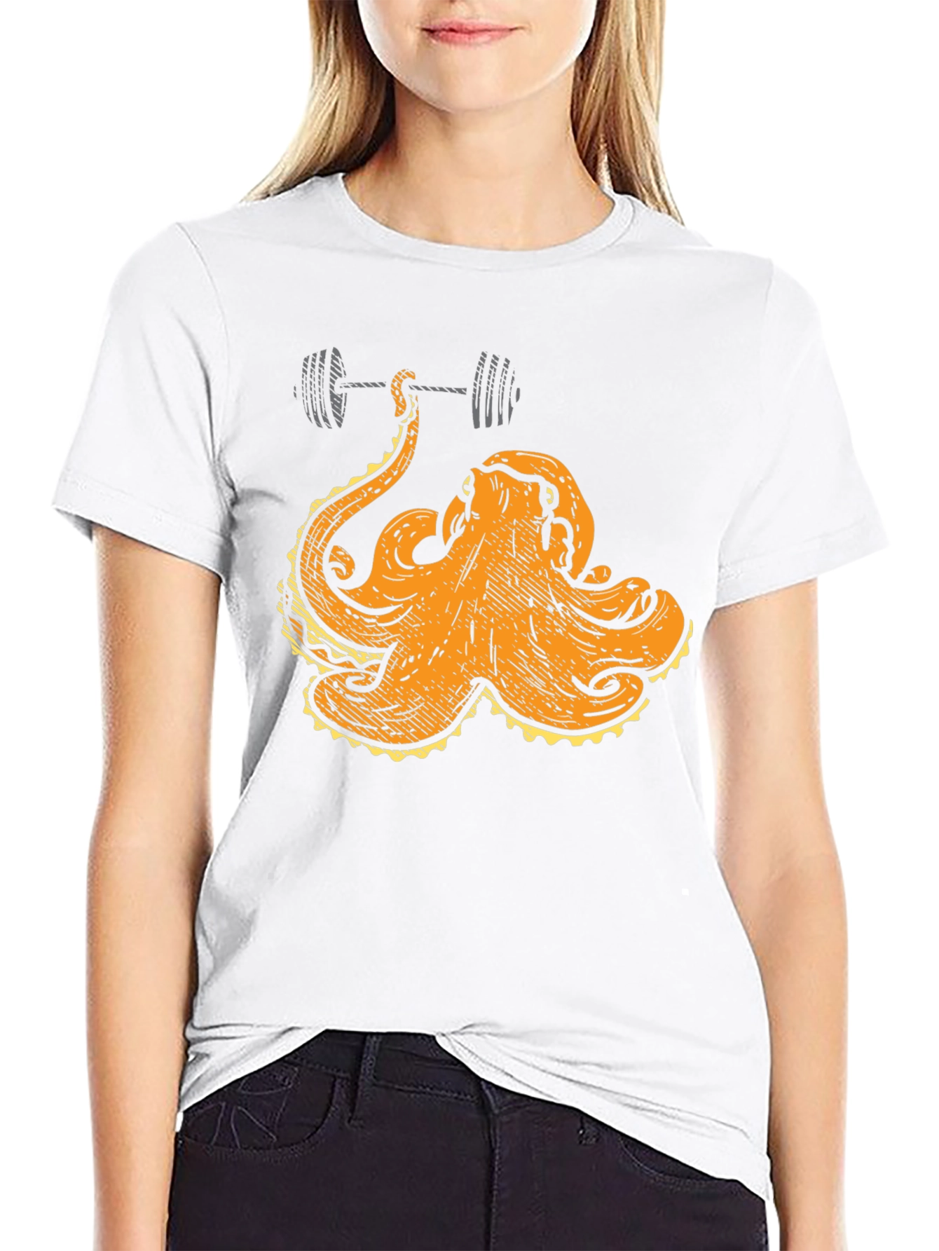 Octopus Lifting Barbell Graphic T-Shirt