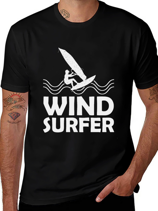 Windsurfer Graphic Tee - Black Cotton T-Shirt