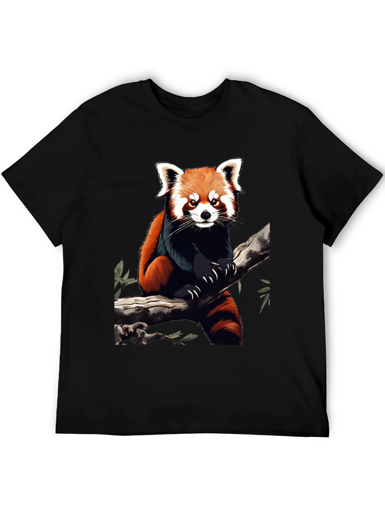 Red Panda Graphic Tee - Black Cotton Blend