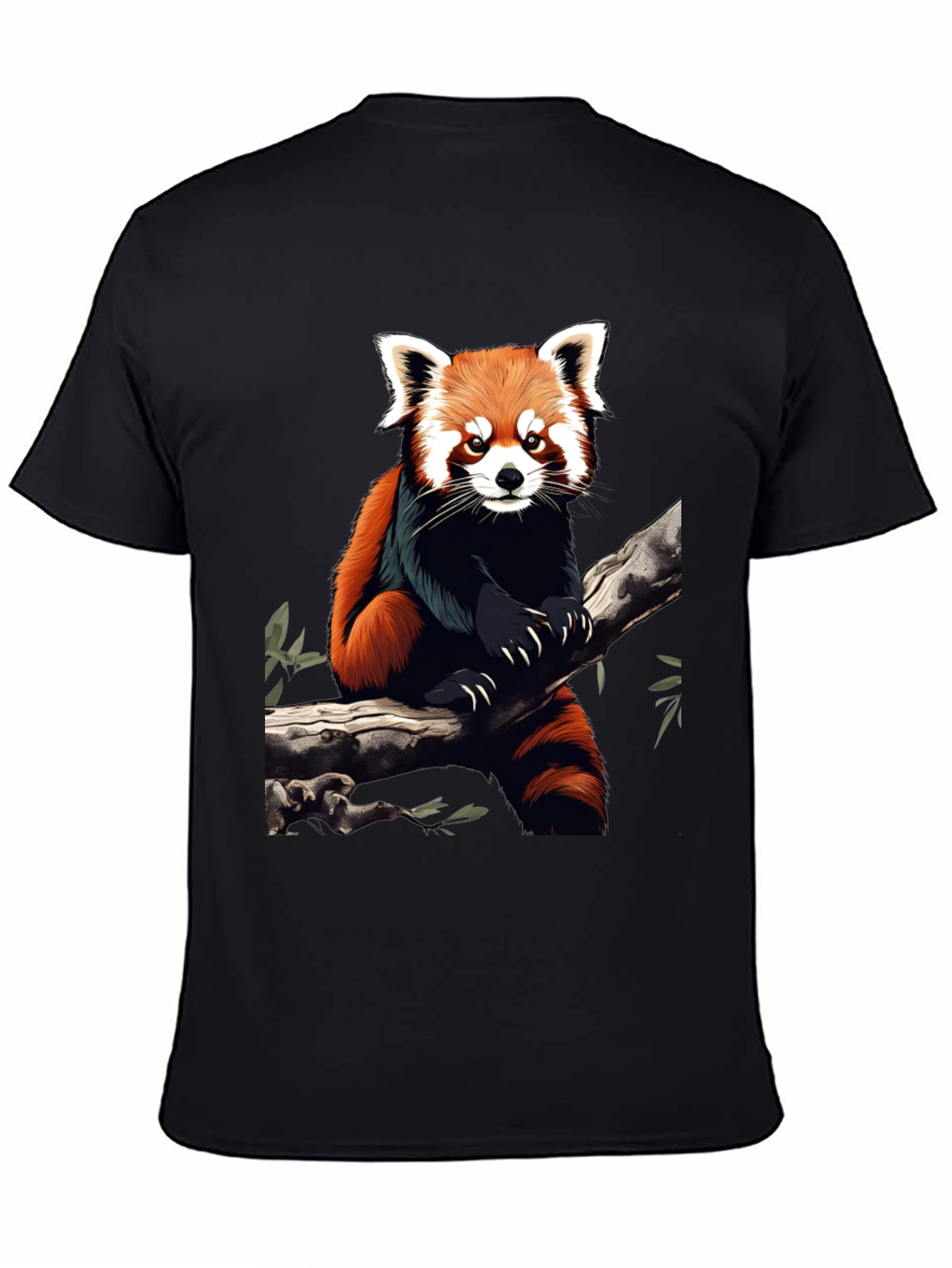 Red Panda Graphic Tee - Black Cotton Blend