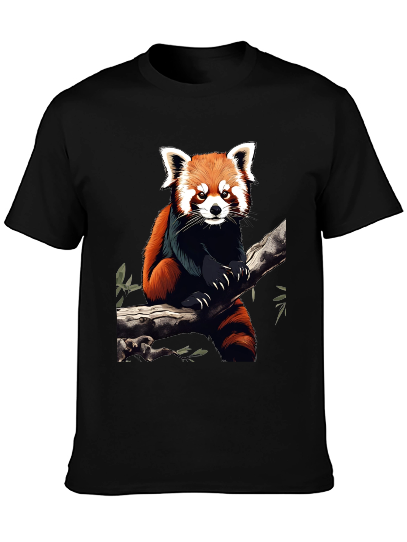 Red Panda Graphic Tee - Black Cotton Blend
