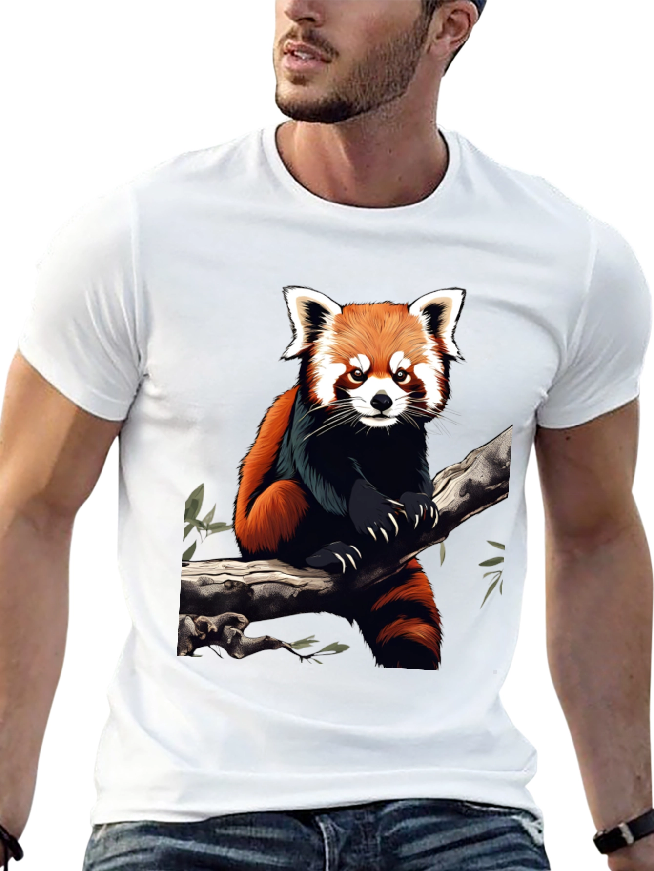 Red Panda Graphic Tee - Black Cotton Blend