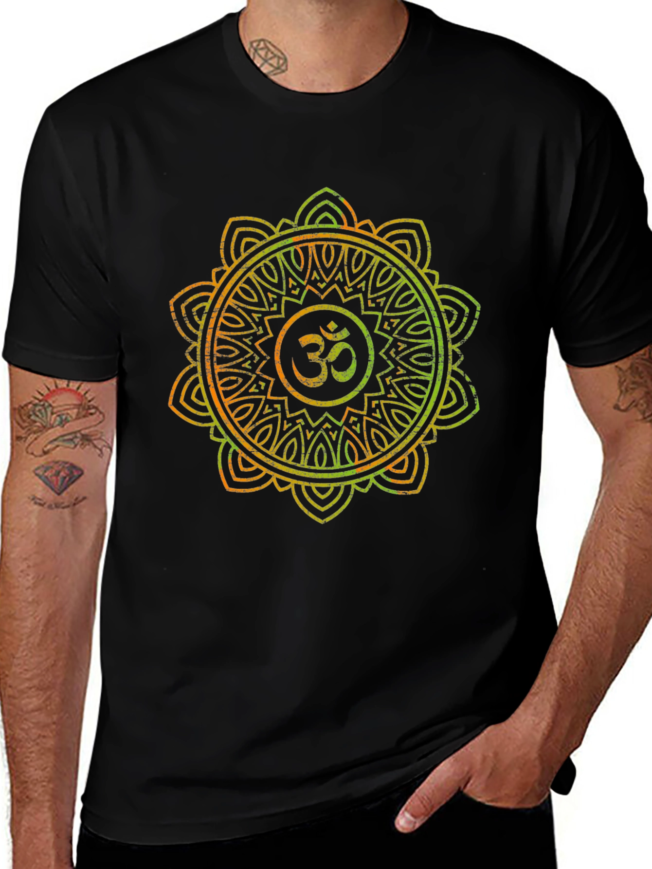 Om Mandala Graphic Black T-Shirt