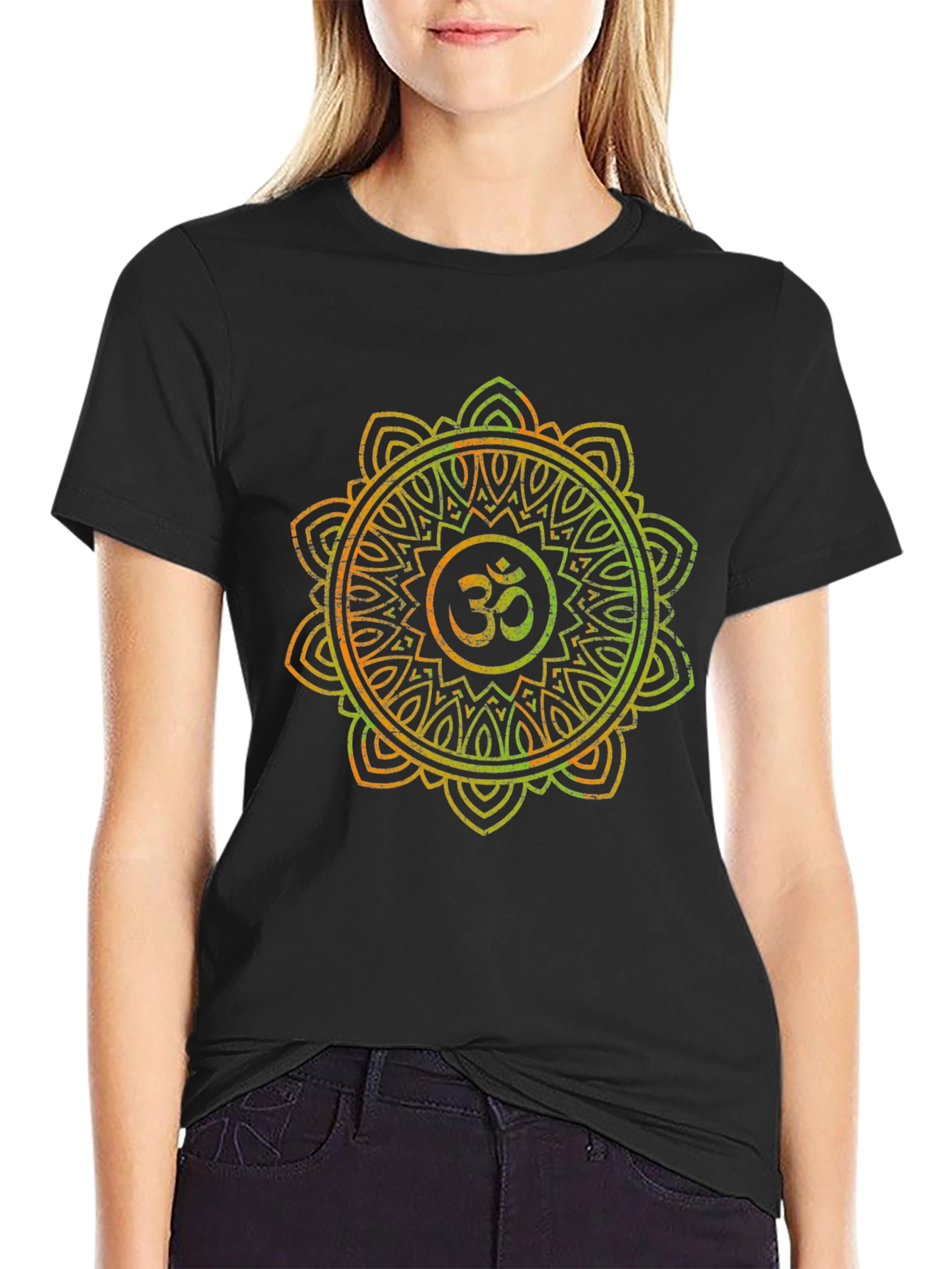 Om Mandala Graphic Black T-Shirt