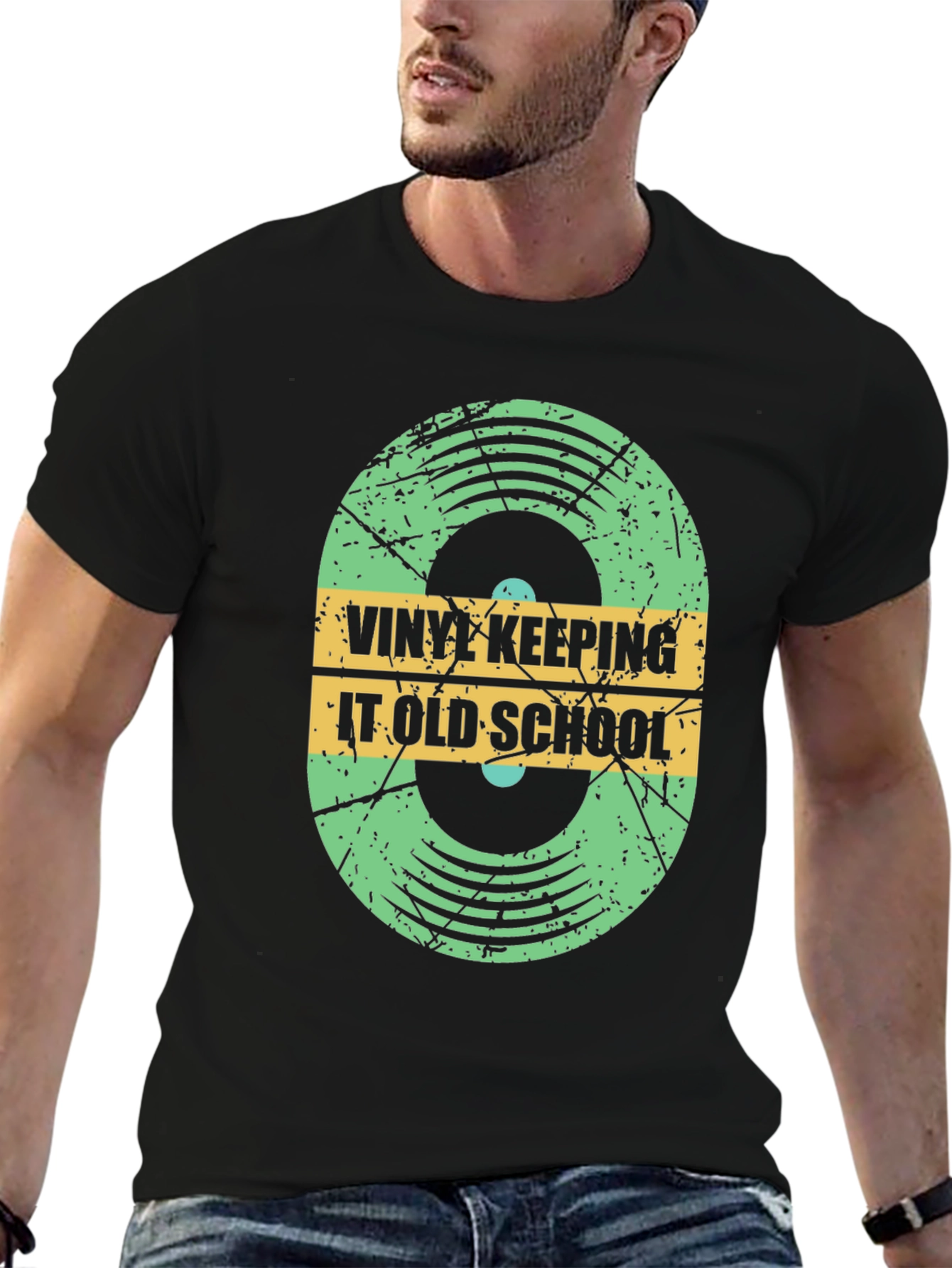 Vinyl Keeping It Old School Black T-Shirt