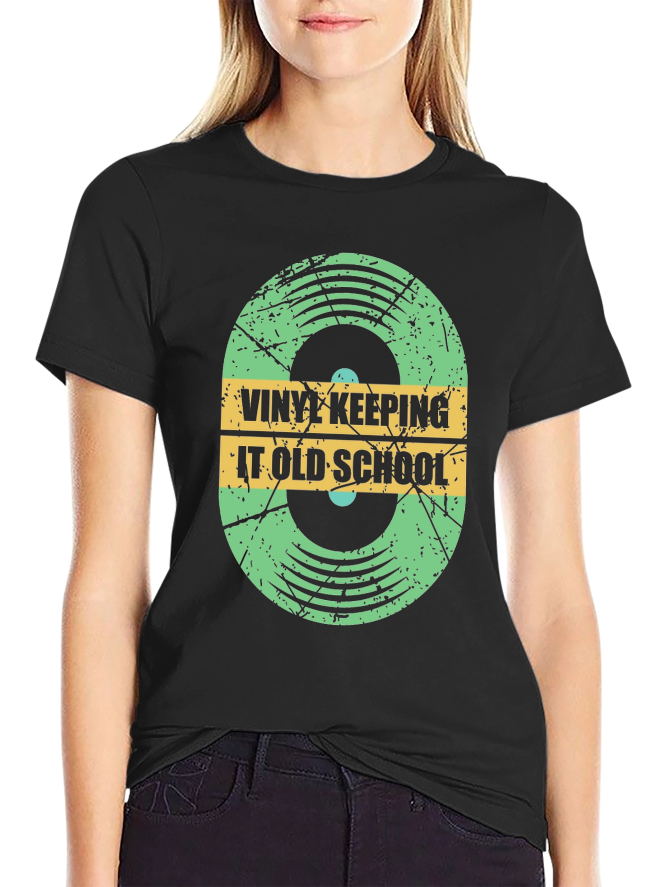 Vinyl Keeping It Old School Black T-Shirt