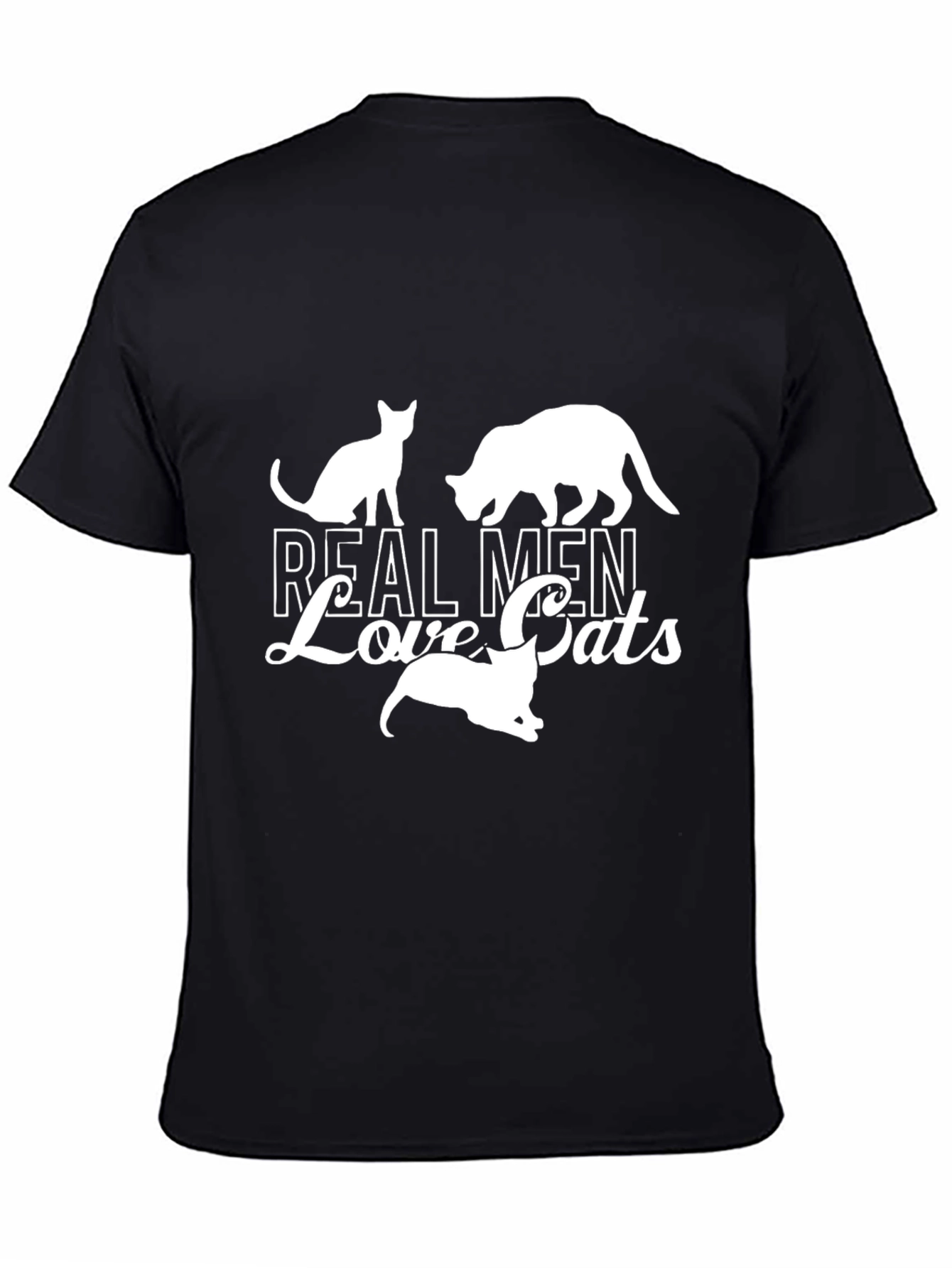 Real Men Love Cats Black T-Shirt